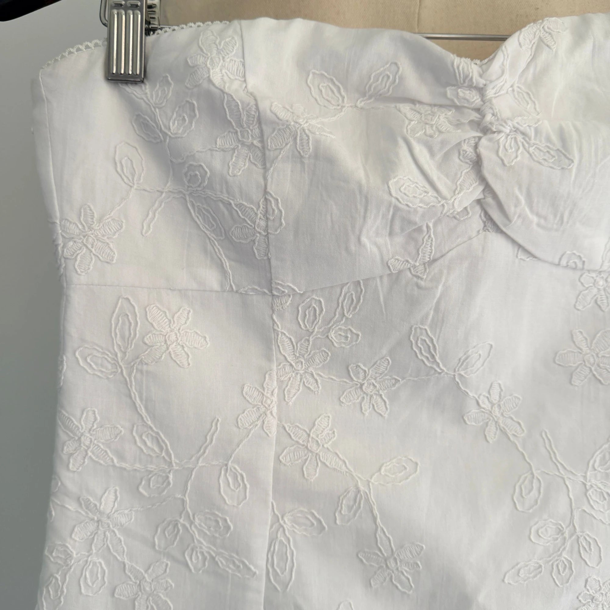 Perfect Stranger White Cotton Mini Dress Strapless Tiered Ruffle Size 12 Party BNWT - Image 16
