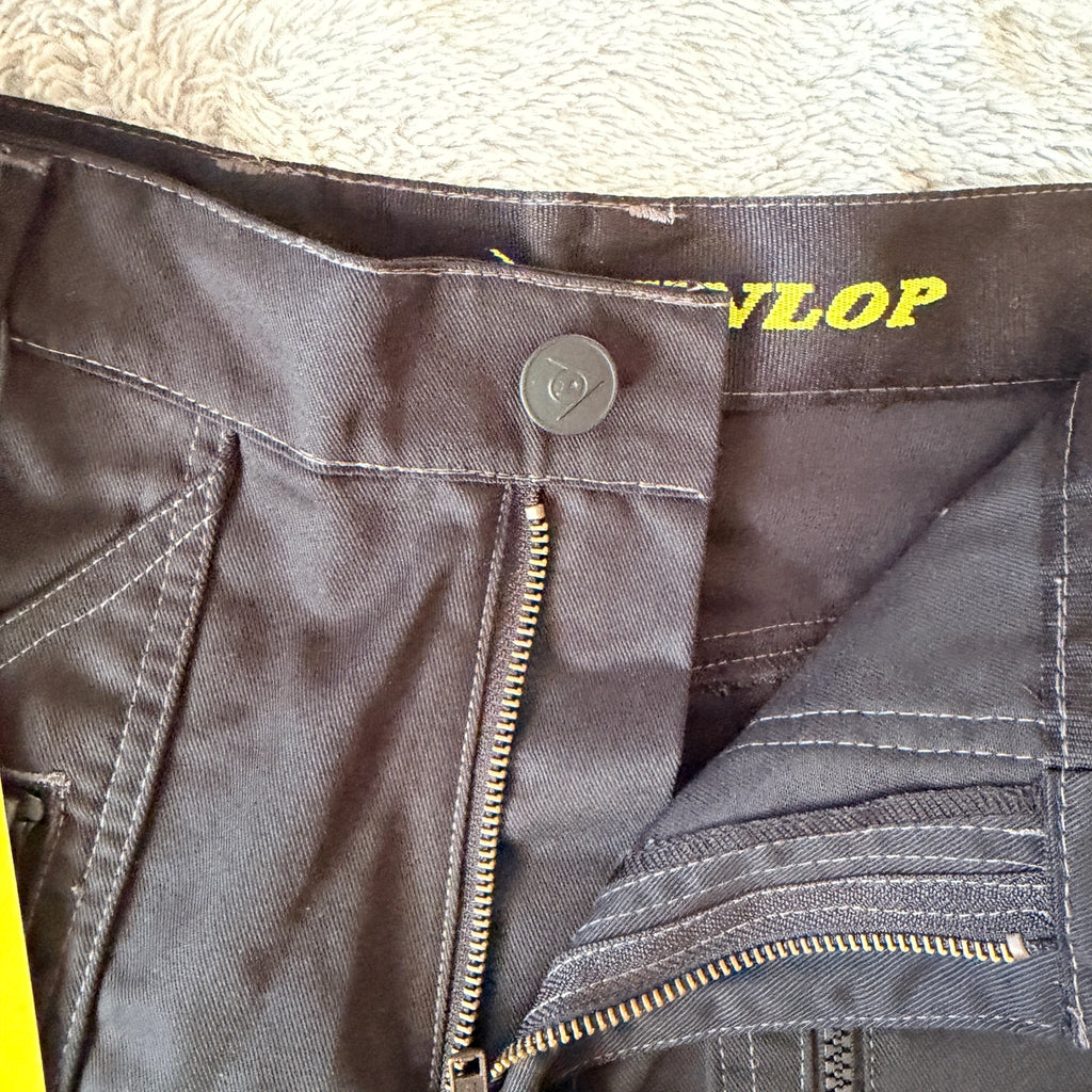 Dunlop Black Poly Cotton Cargo Work Trousers Zipper Relaxed Fit W28 L32 Workwear BNWT - Image 7