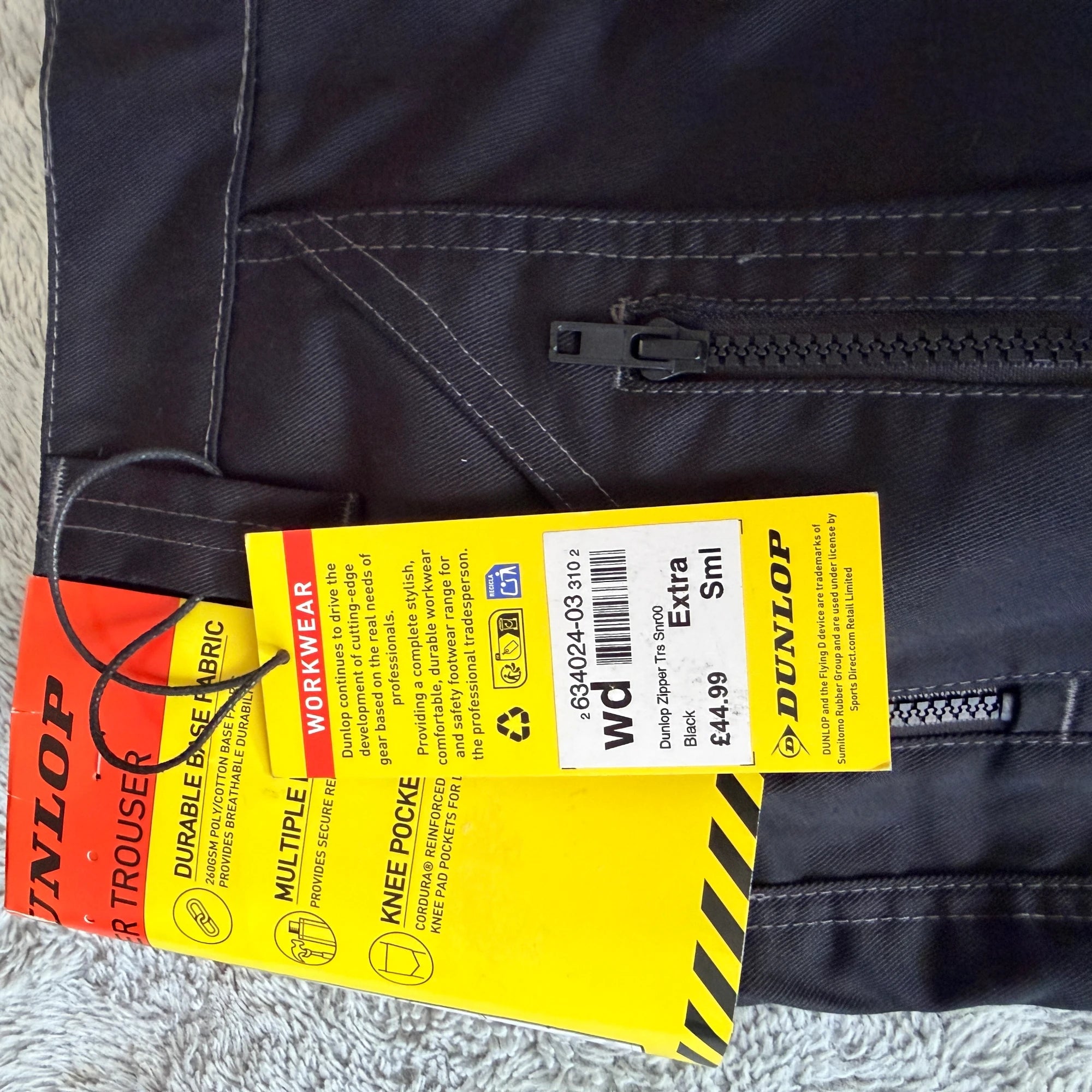 Dunlop Black Poly Cotton Cargo Work Trousers Zipper Relaxed Fit W28 L32 Workwear BNWT - Image 16