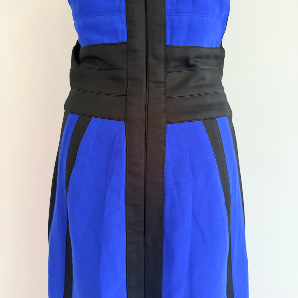 Bariano Australia Blue Black Polyester Mesh Colorblock Maxi Gown Sz 8 Formal - Image 22
