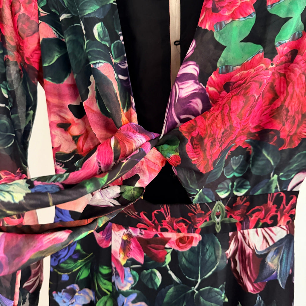 Sheike Floral Print Tie-Front Long Sleeve Mini Dress Size 8 - Image 22