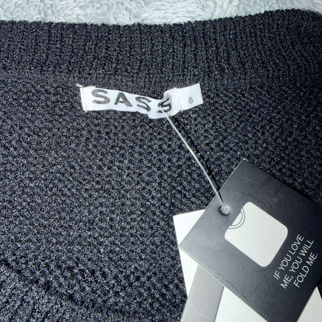 Sass Black Polyester Ribbed Knit Tank Top Sz 8 Boat Neck Casual BNWT - Image 19