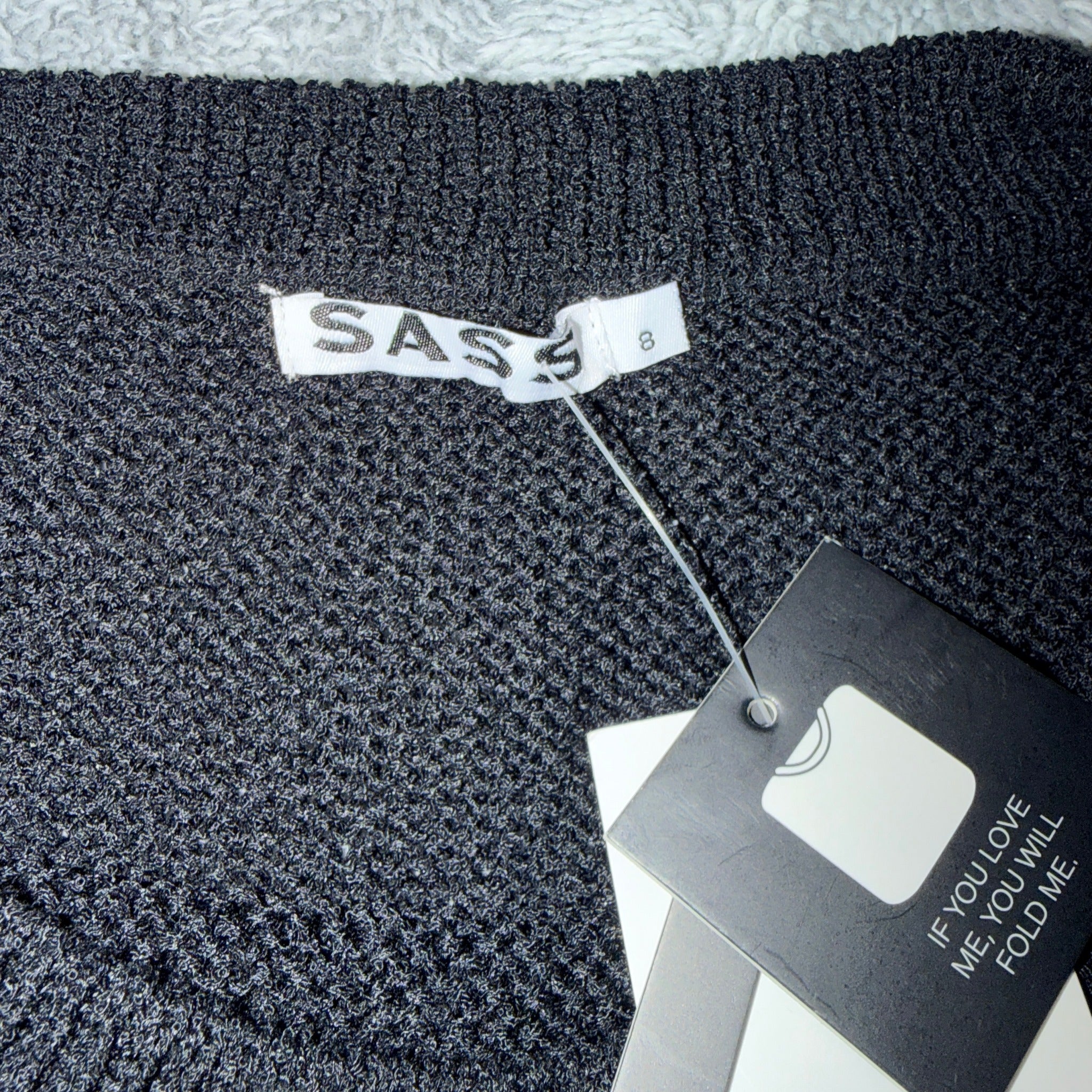 Sass Black Polyester Ribbed Knit Tank Top Sz 8 Boat Neck Casual BNWT - Image 19