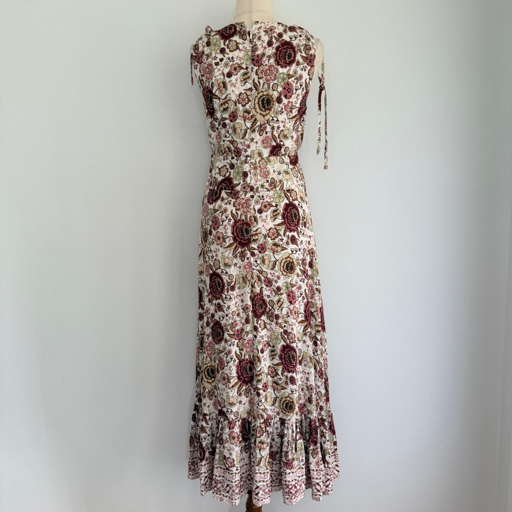 White Closet Womens Sz 8 Rayon Floral Maxi Dress Tie Shoulder Boho Summer - Image 2