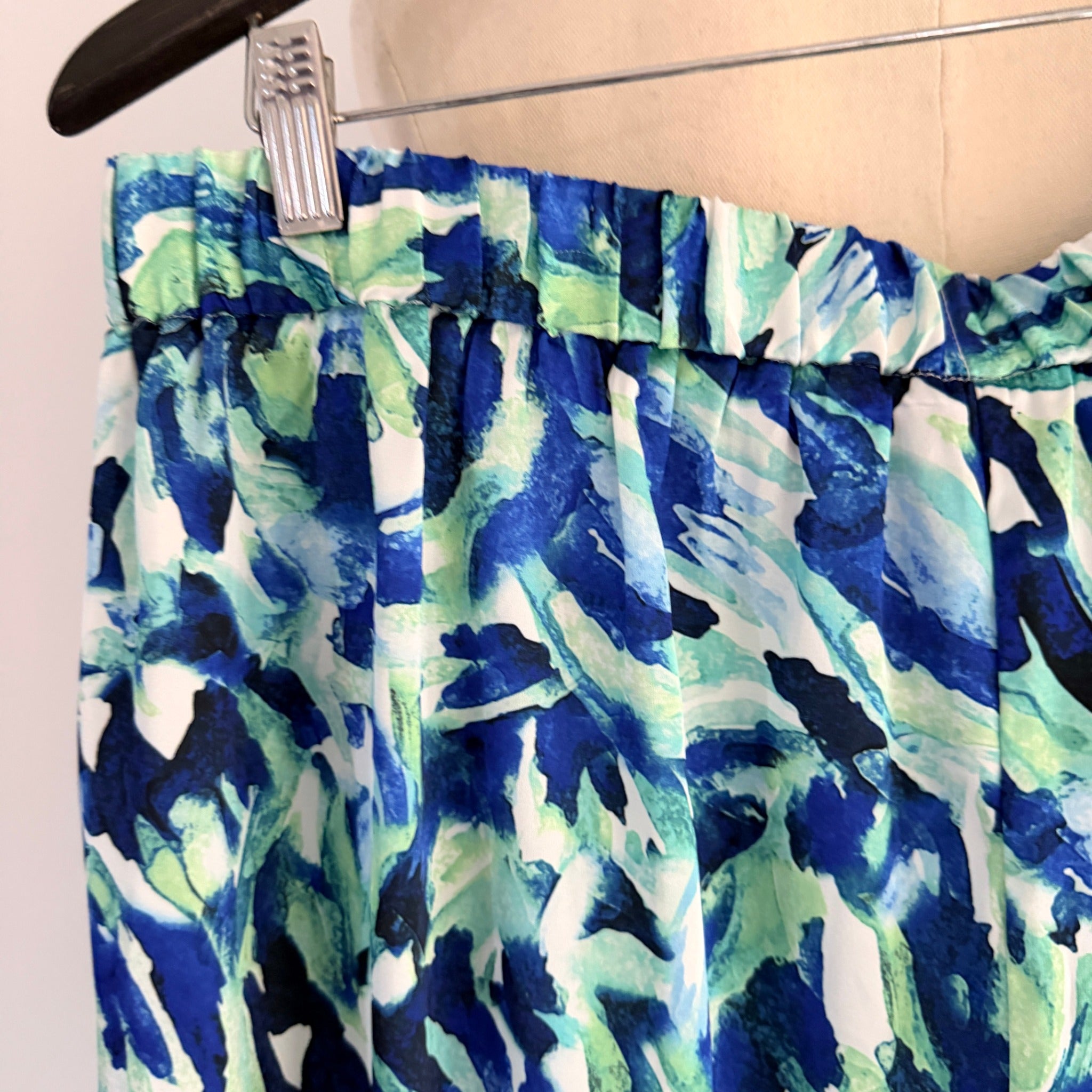 Basque Sz 14 Blue Green Abstract Print Recycled Wide Leg Pants Resort - Image 18
