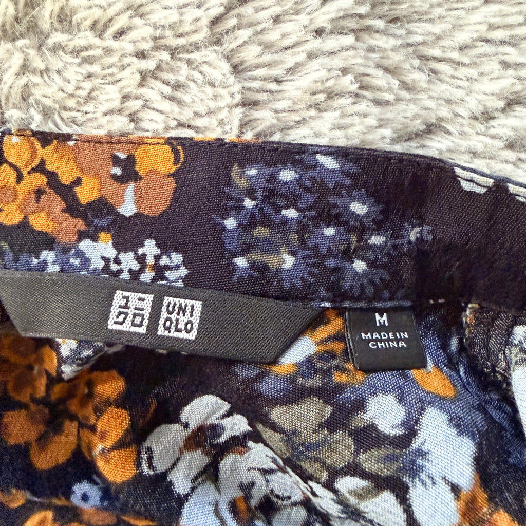 UNIQLO Womens Floral Print Viscose Sleeveless Shift Dress Size M Summer Casual - Image 5