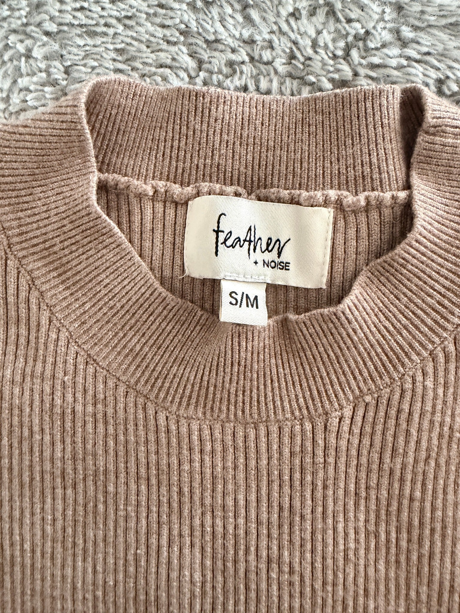 Feather + Noise Beige Stripe Ribbed Knit Jumper Sweater S/M Viscose Casual - Image 17