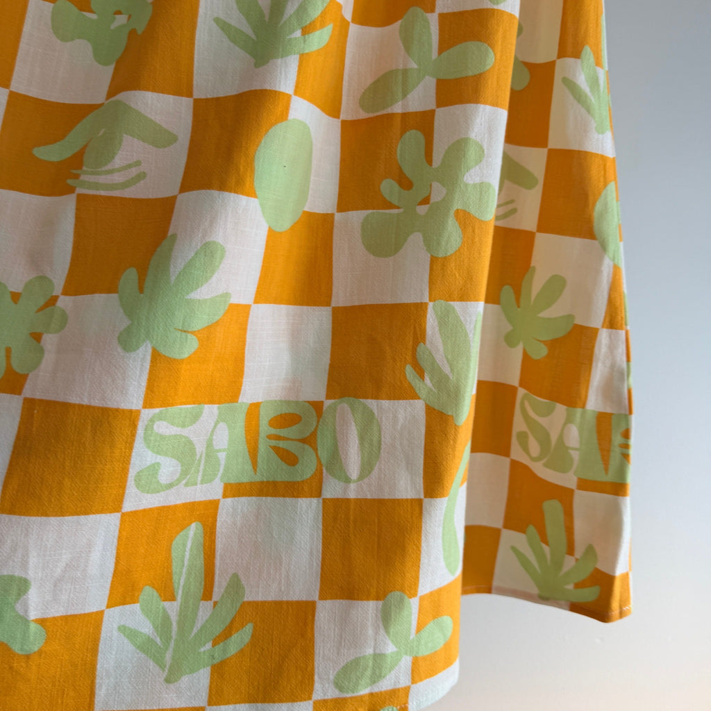 Sabo Orange And White Checkered Leaf Print Maxi Skirt - Image 19