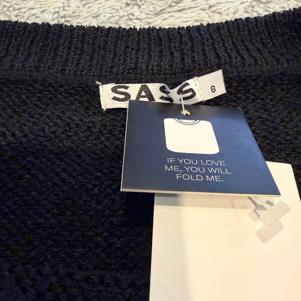 Sass Black Polyester Ribbed Knit Tank Top Sz 8 Boat Neck Casual BNWT - Image 20