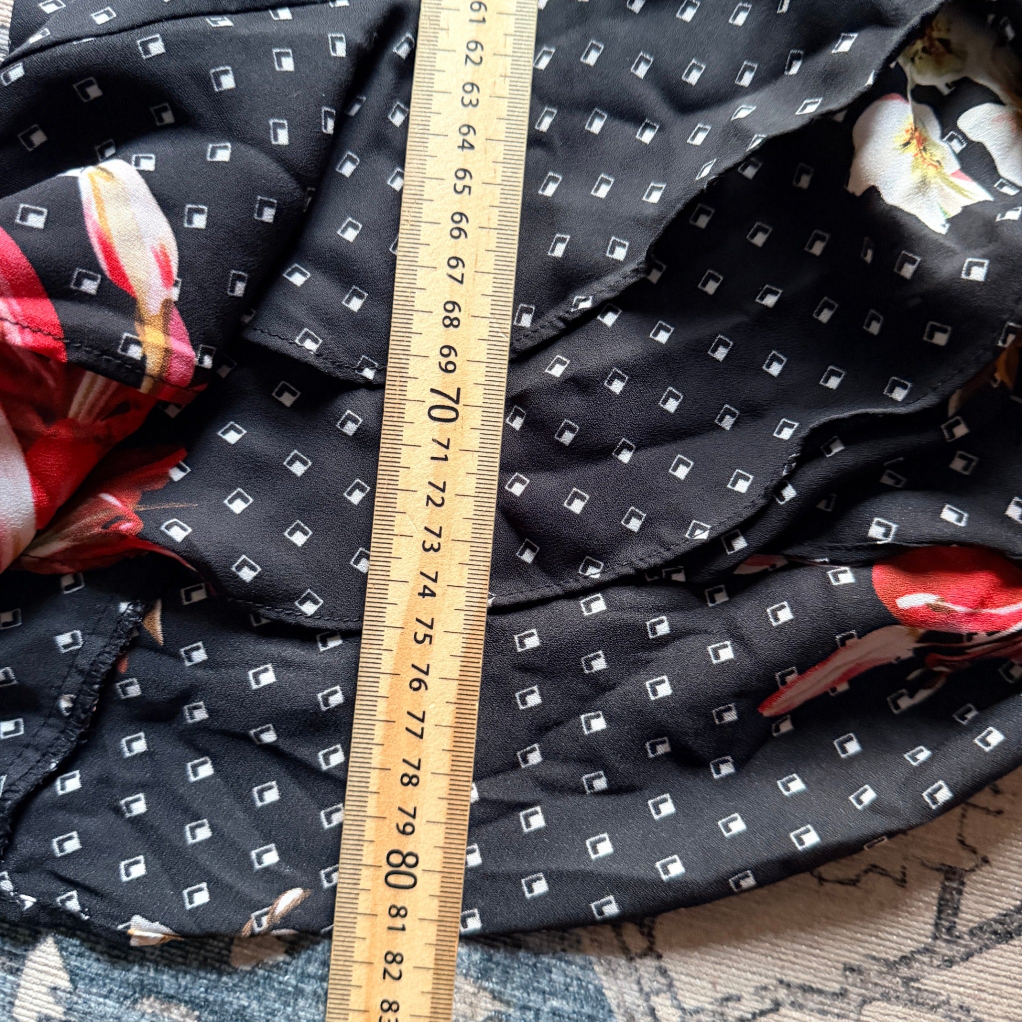 Sheike Black Floral Polka Dot Ruffle Wrap Dress Size 8 - Image 11