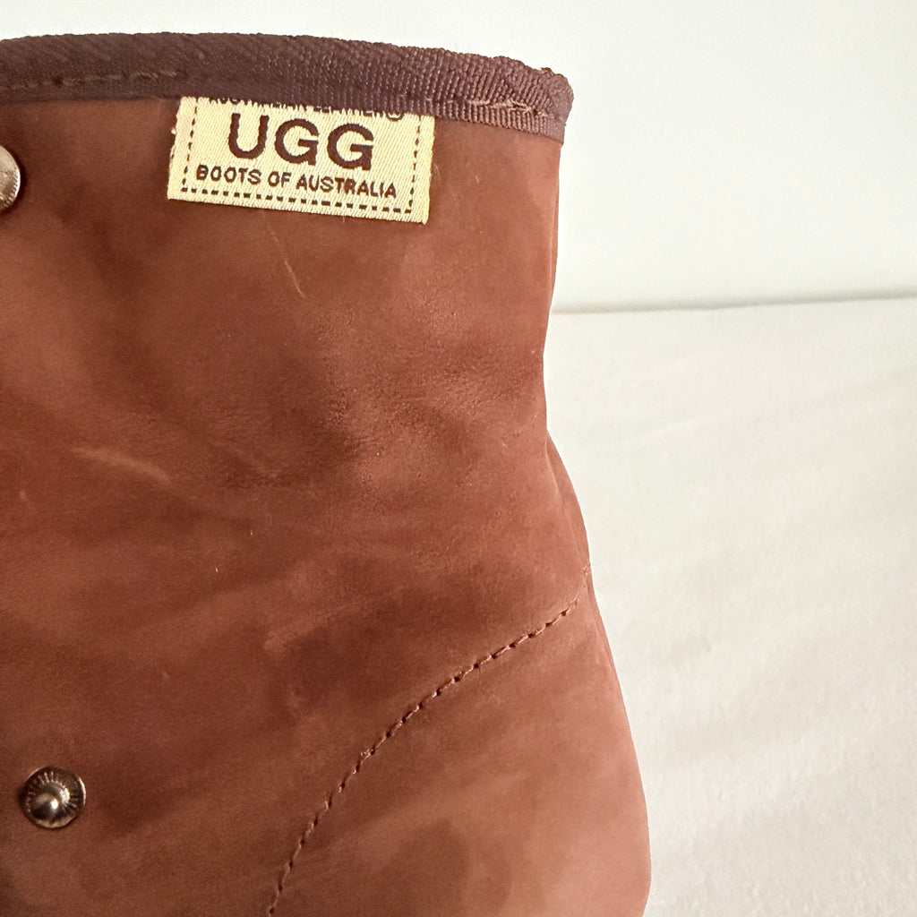 Ugg Boots Of Australia Lace-Up Boots Genuine Sheepskin Lined Brown Suede Sz 5 - Image 19