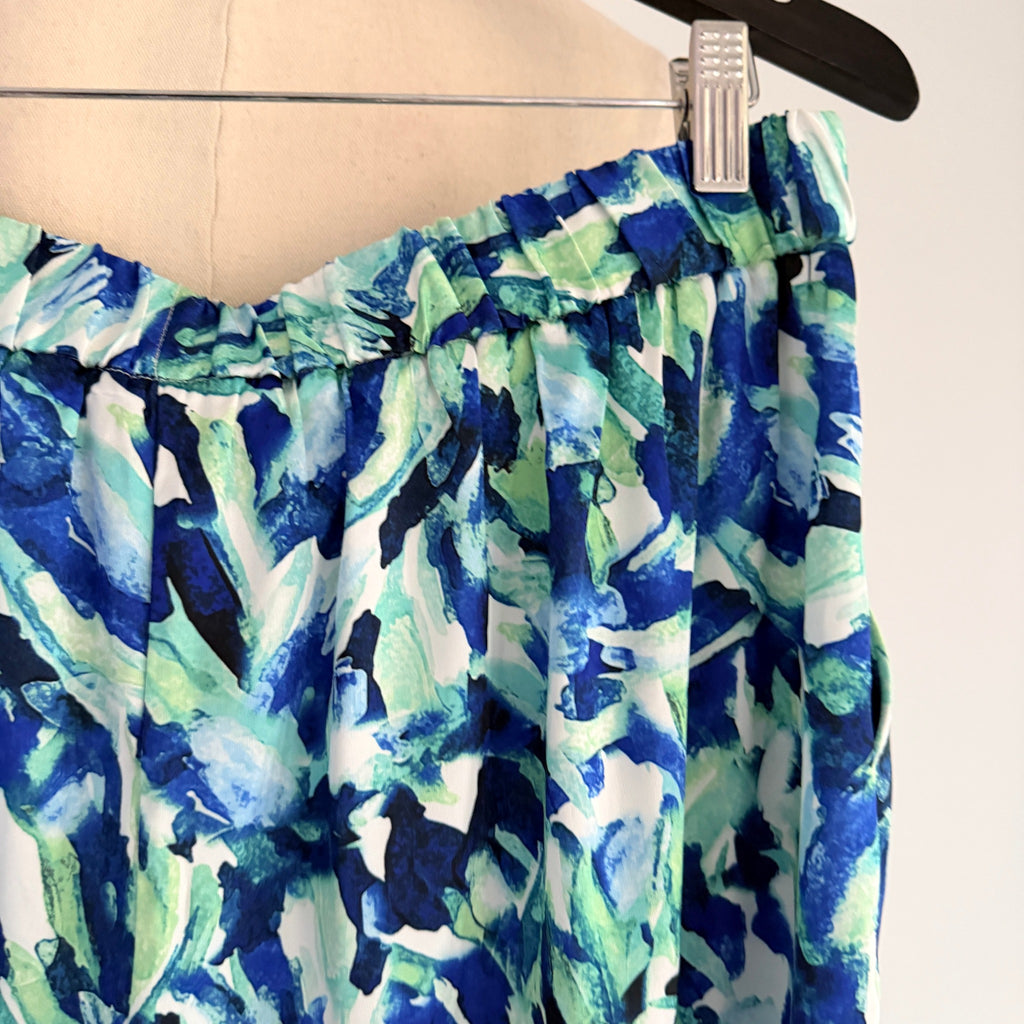 Basque Sz 14 Blue Green Abstract Print Recycled Wide Leg Pants Resort - Image 19