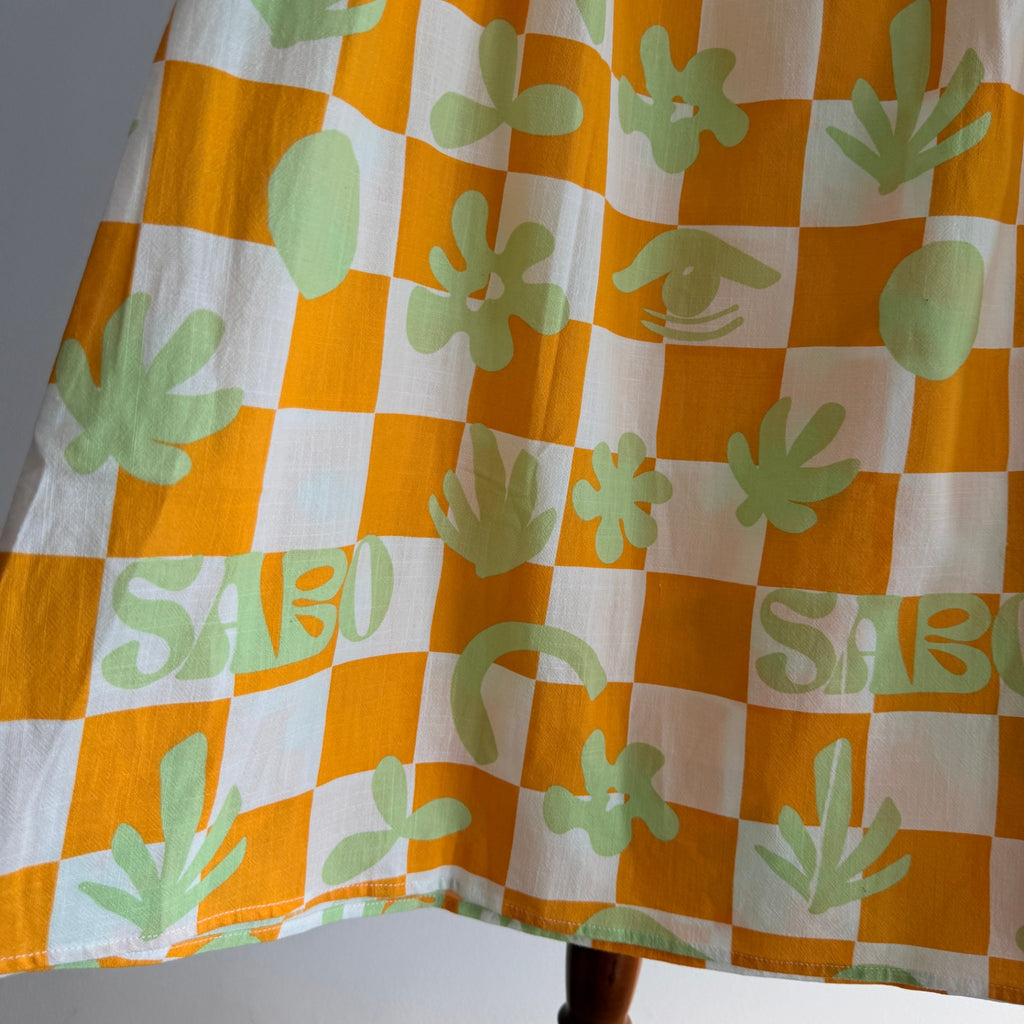 Sabo Orange And White Checkered Leaf Print Maxi Skirt - Image 20
