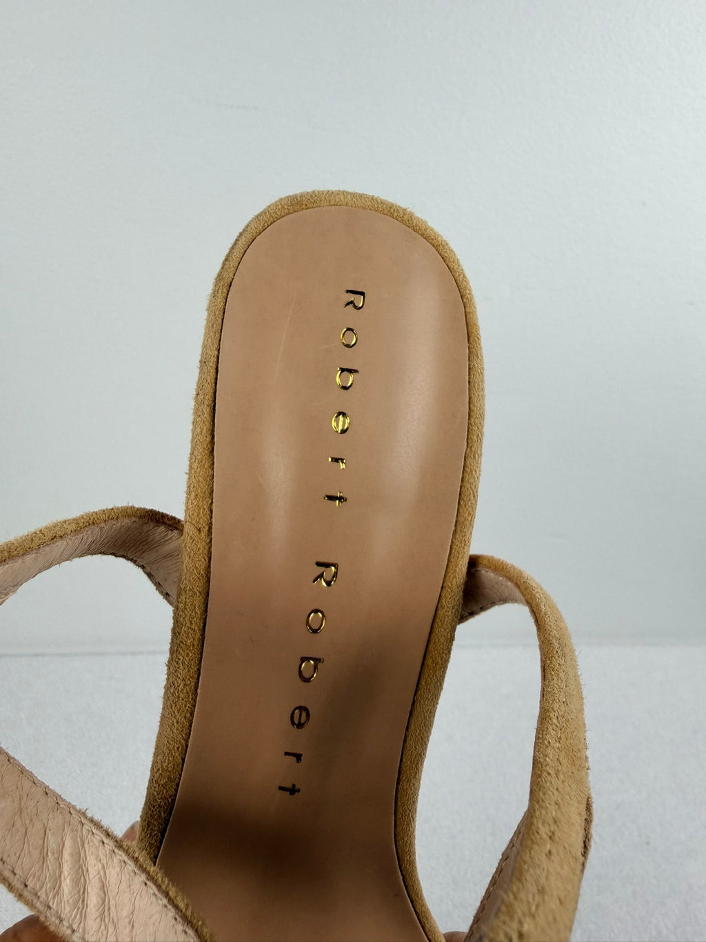 Robert Robert Tan Suede Ankle Wrap Block Heel Sandals Size 39 - Image 19