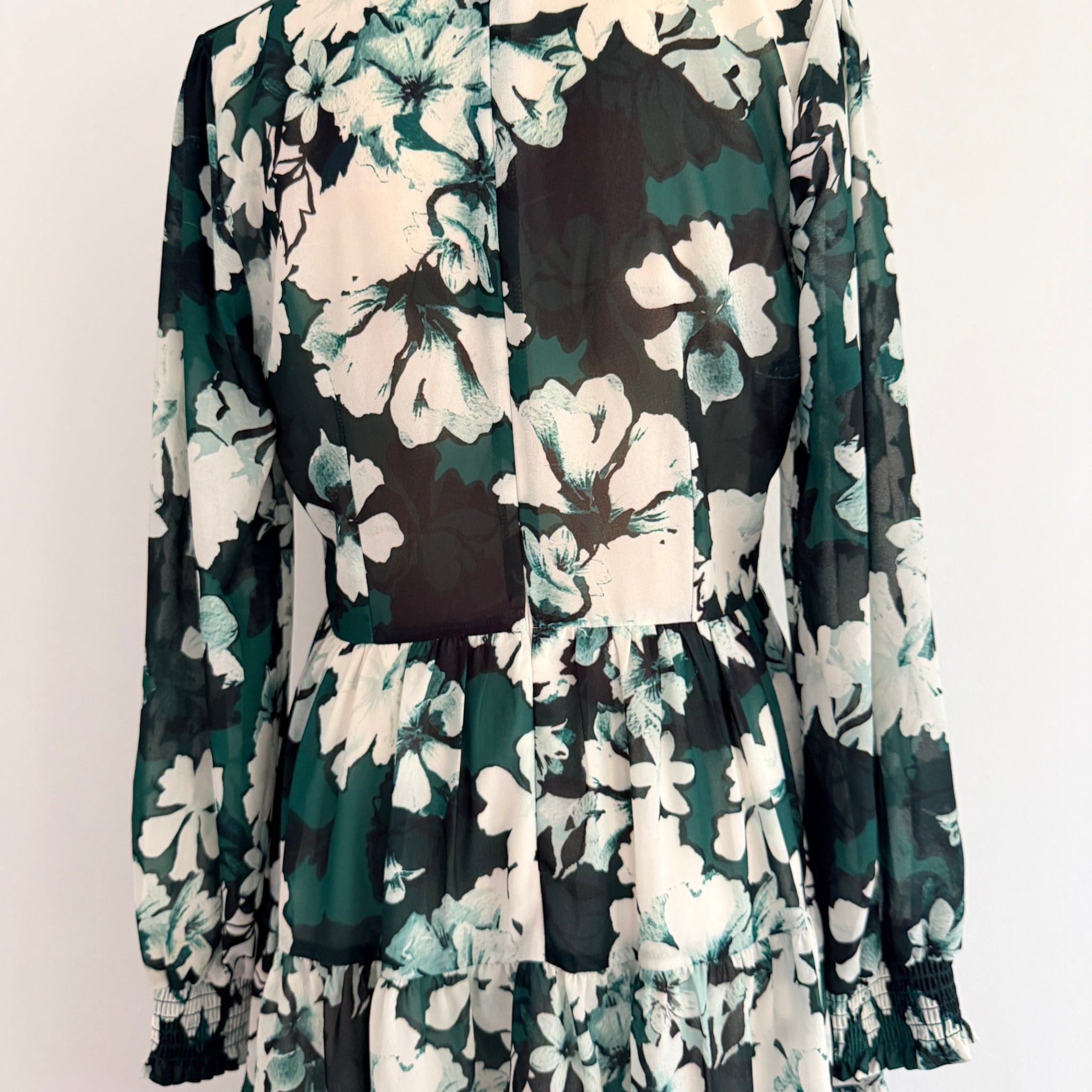 Dotti Floral Tiered Mini Dress - Green & White Size 10 - Image 20