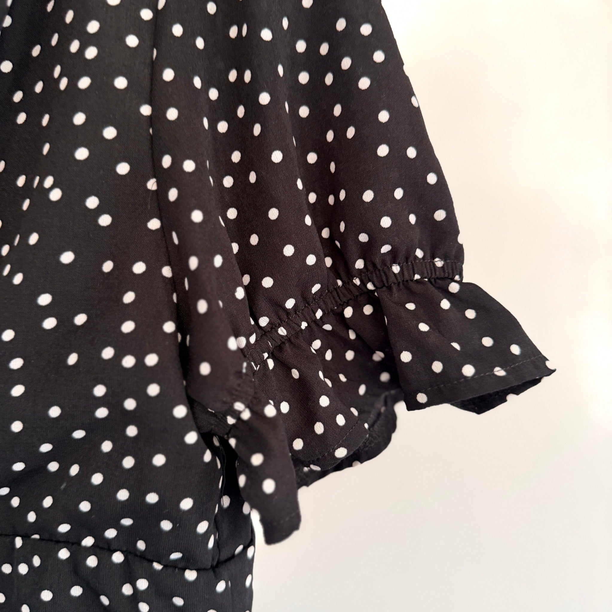 Dissh Black Polka Dot Polyester Jumpsuit Sz 14 Puff Sleeve V-Neck Party - Image 19