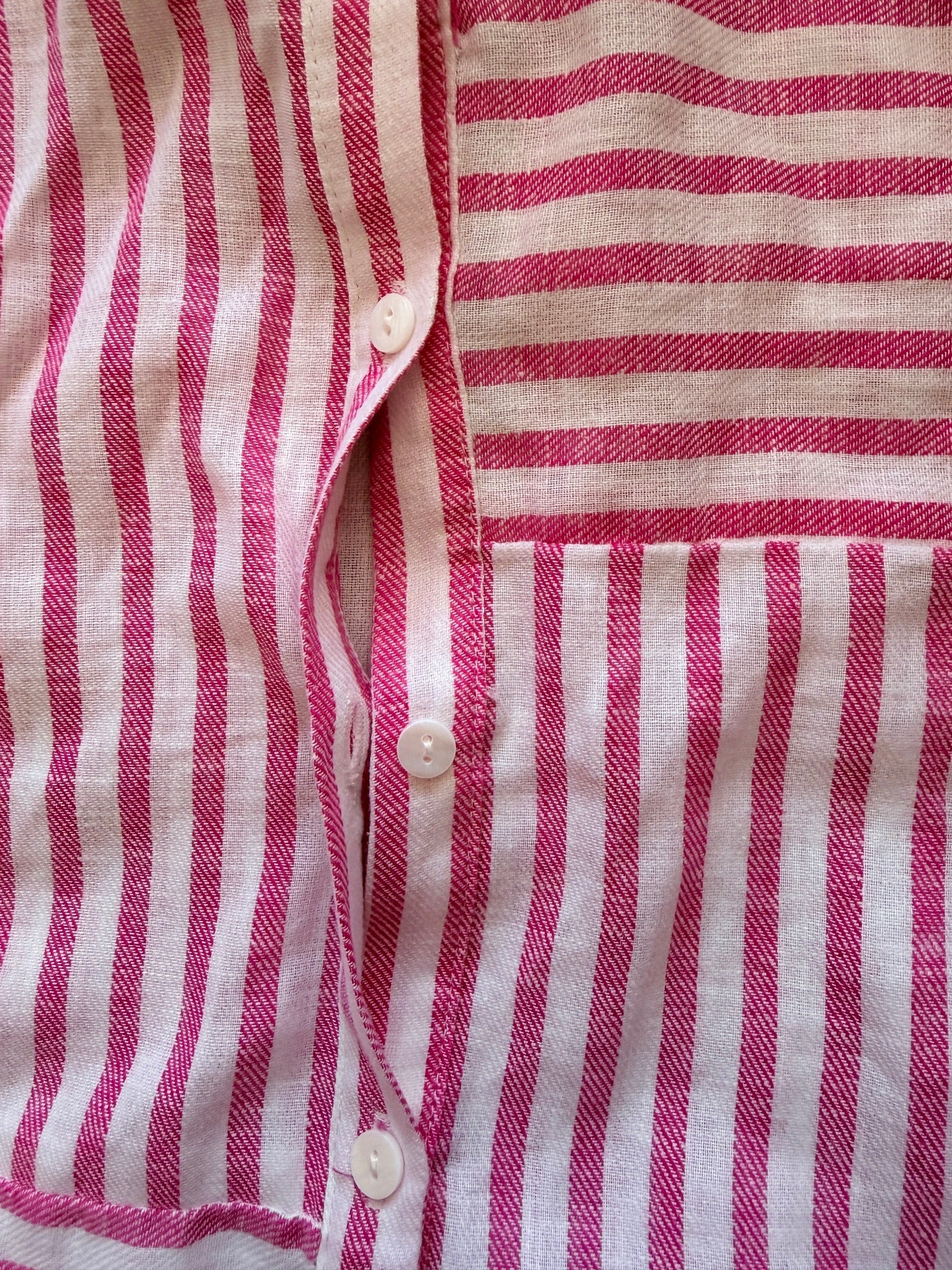 Regatta Sz 12 Red White Mixed Stripe Linen Cotton Button-Up Shirt Casual Resort - Image 19
