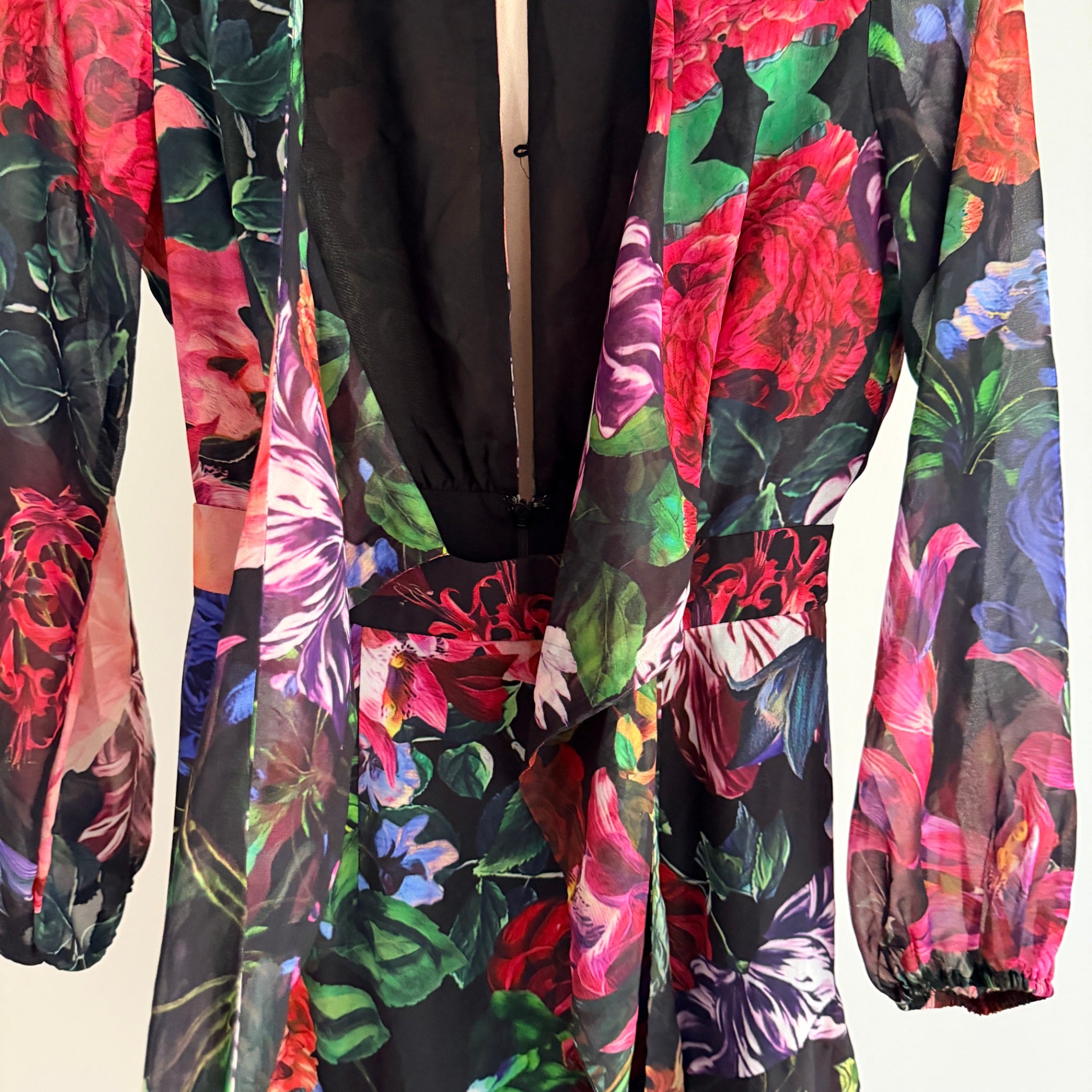 Sheike Floral Print Tie-Front Long Sleeve Mini Dress Size 8 - Image 23