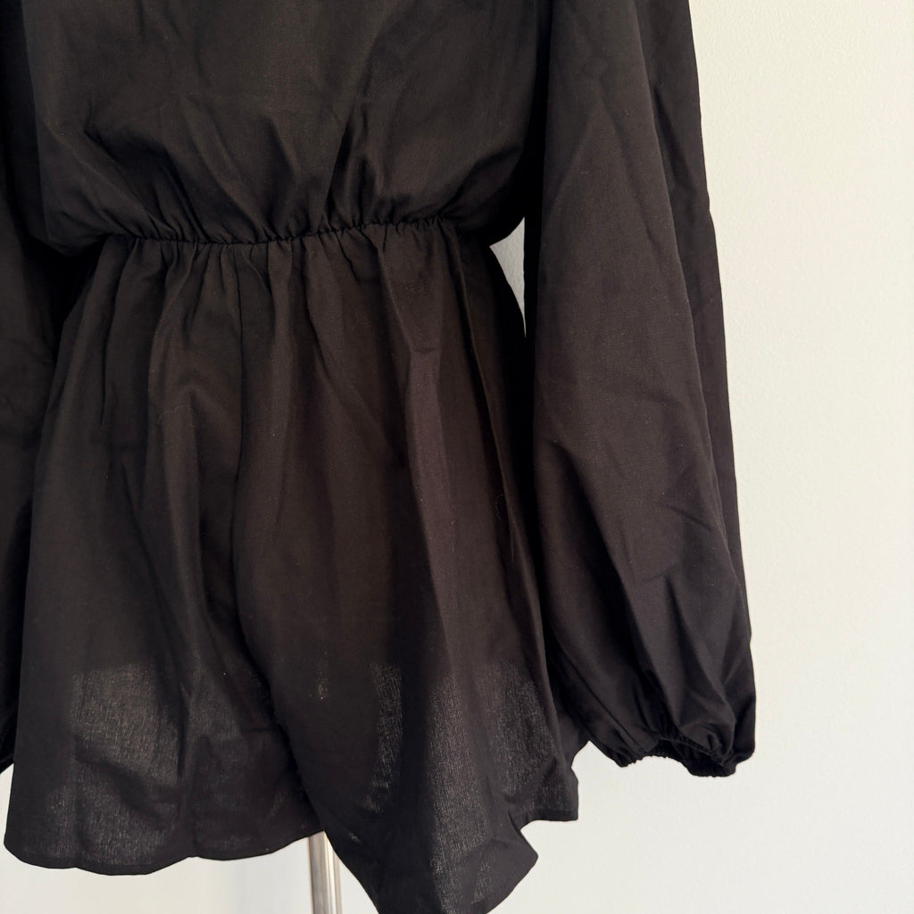 Tussah Katana Playsuit Black Linen Blend Tie Front Size 8 BNWT Party - Image 21
