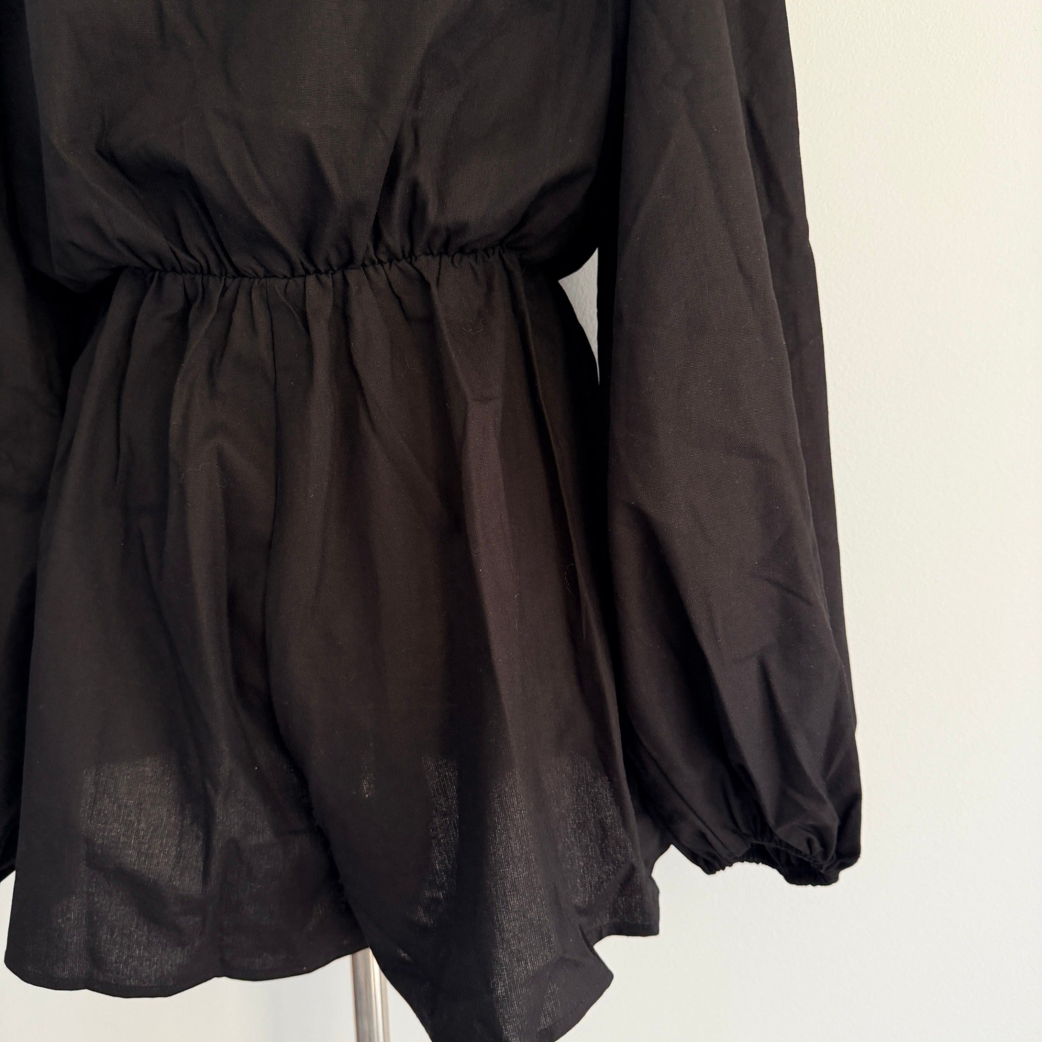 Tussah Katana Playsuit Black Linen Blend Tie Front Size 8 BNWT Party - Image 21