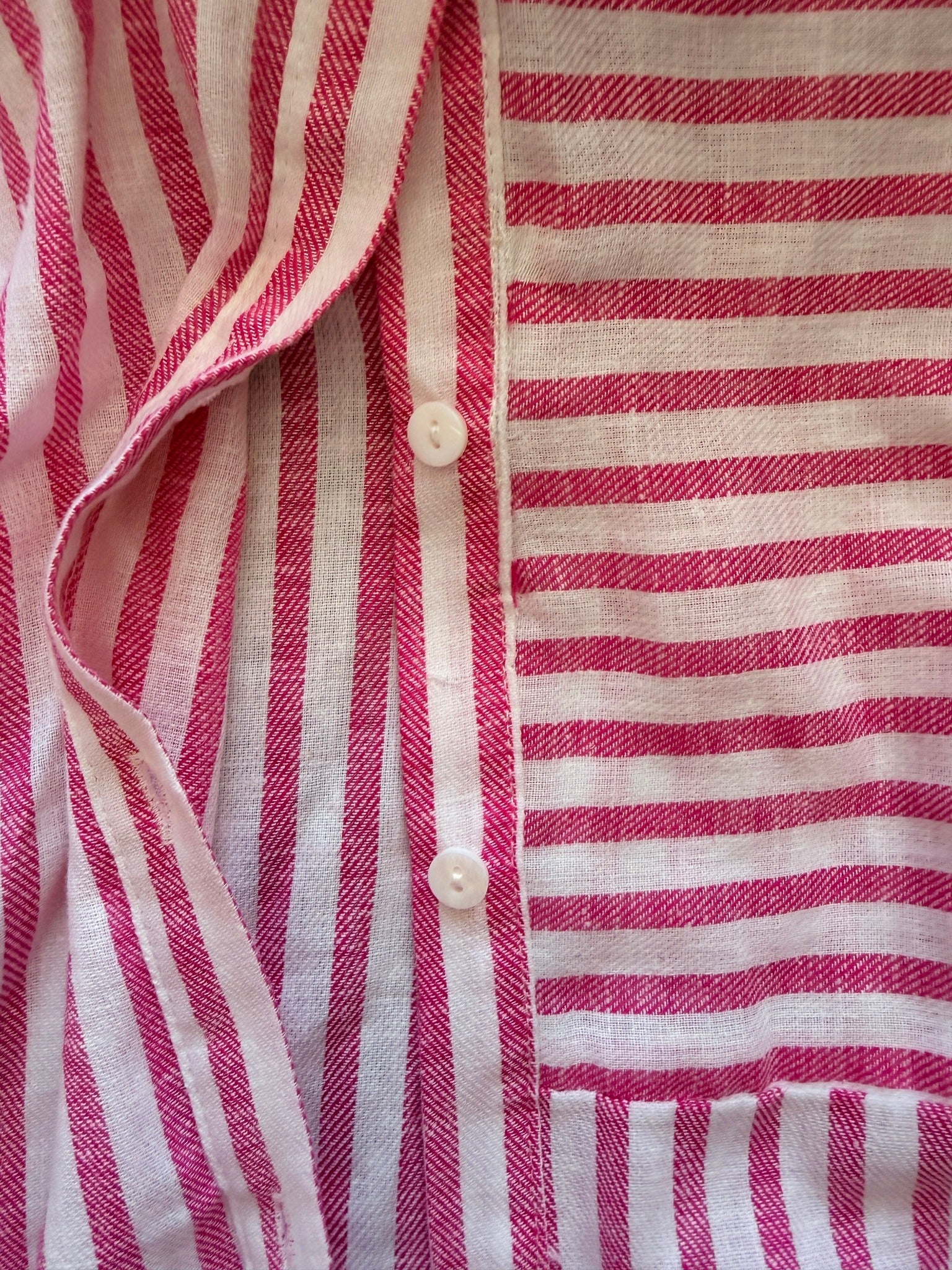 Regatta Sz 12 Red White Mixed Stripe Linen Cotton Button-Up Shirt Casual Resort - Image 8
