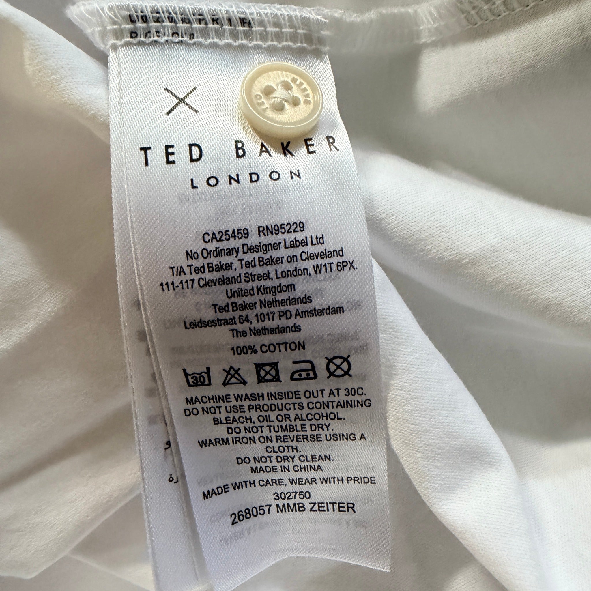 Ted Baker Zeiter Polo Shirt White Cotton Slim Fit Size 6 2XL Smart Casual BNWT - Image 8