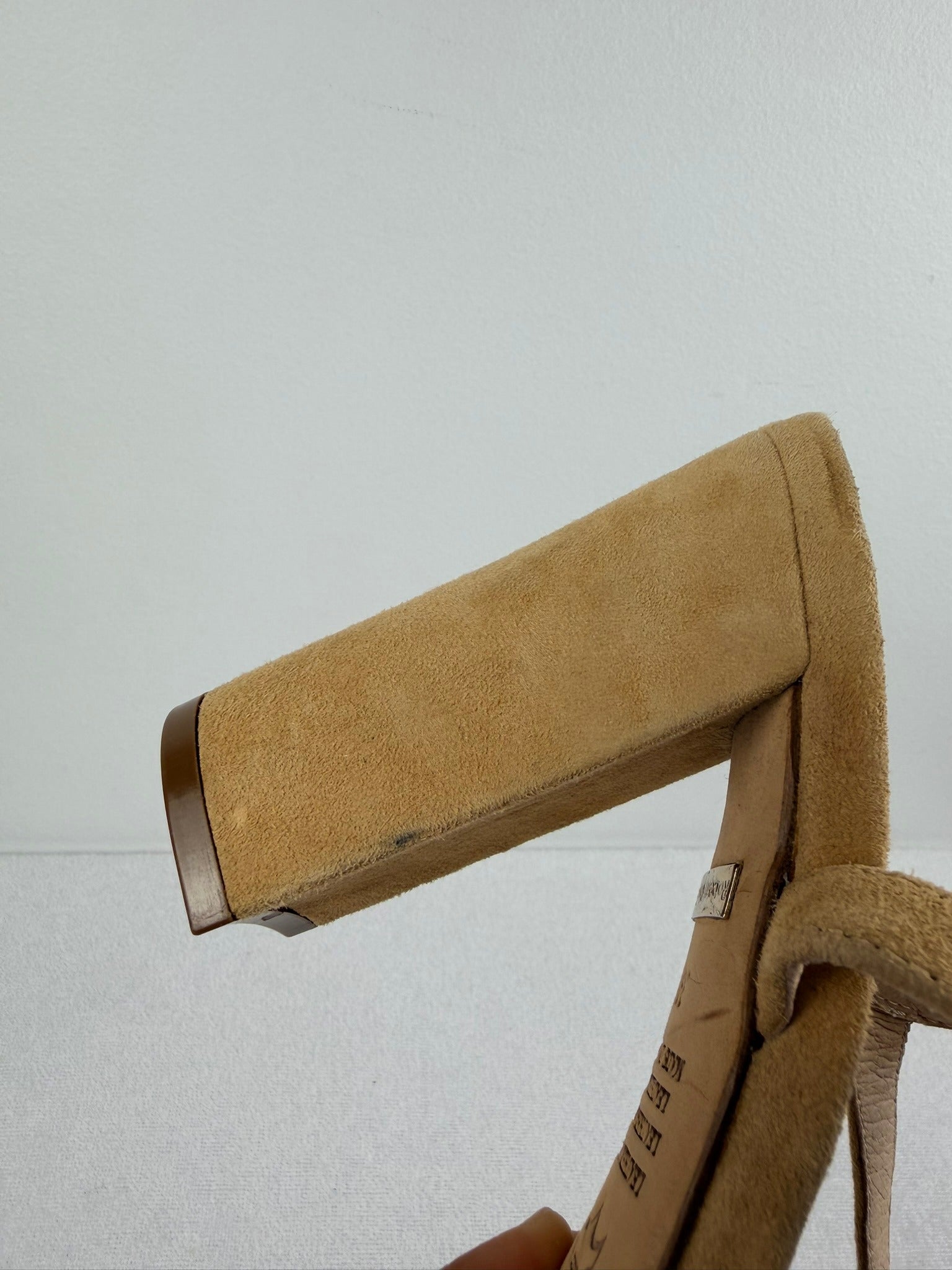 Robert Robert Tan Suede Ankle Wrap Block Heel Sandals Size 39 - Image 20