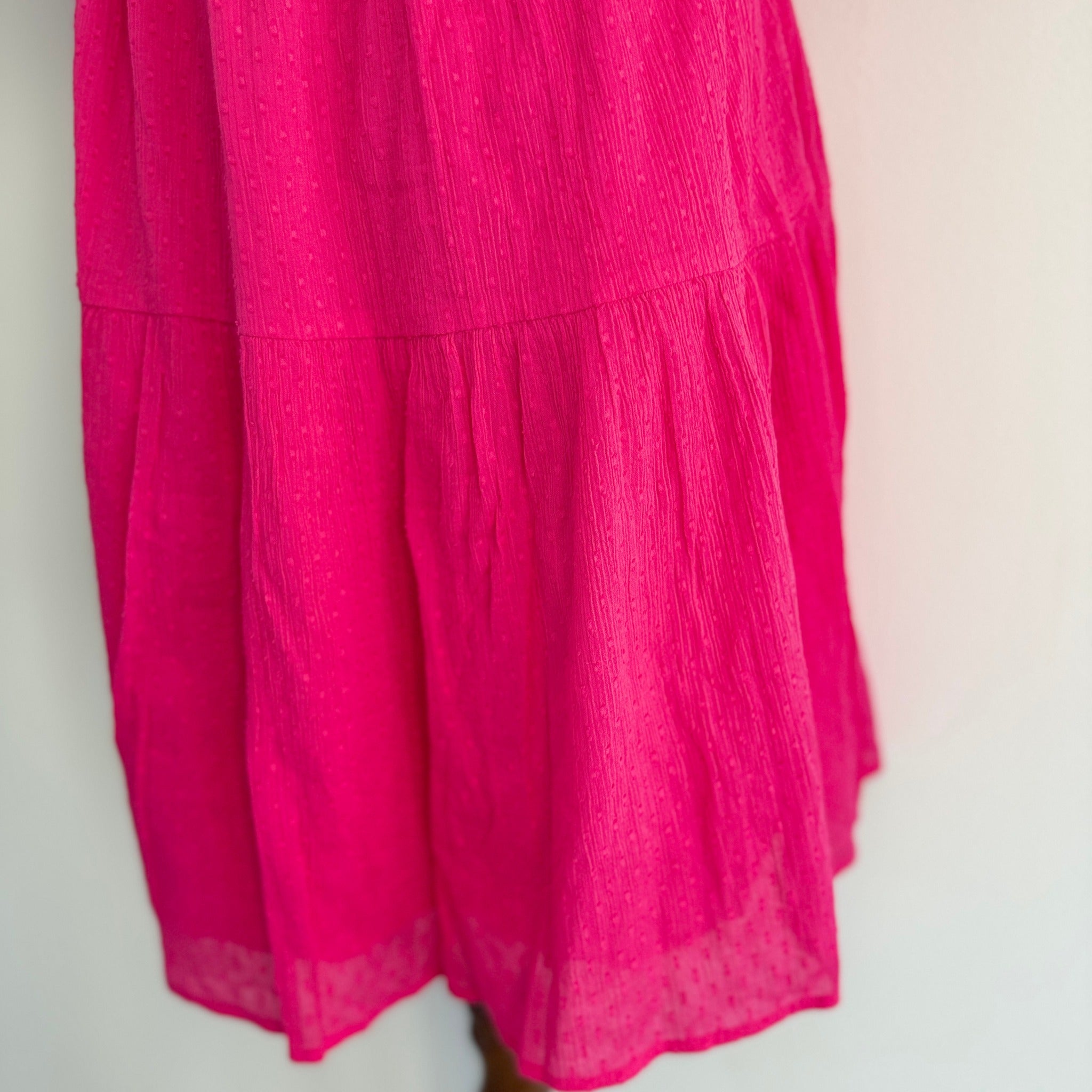YAS Womens Wrap Dress Size XS Pink Cotton Puff Sleeve Tie Waist Summer - Image 20