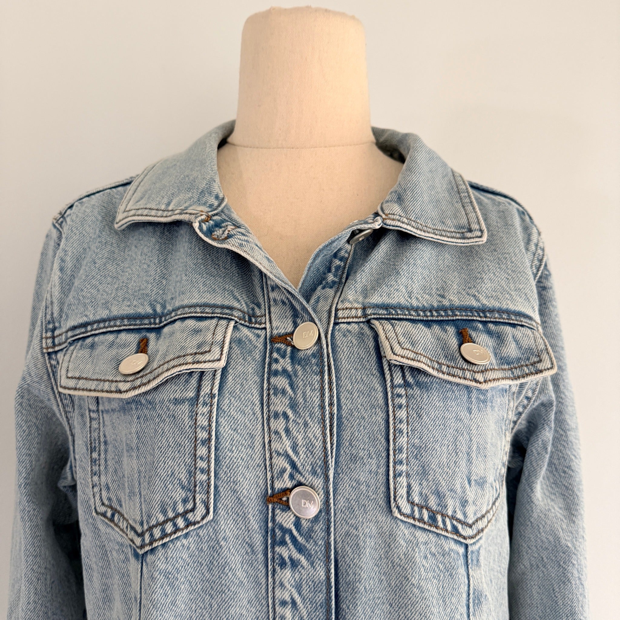 Dannii Minogue Petites Blue Cotton Denim Shirt Dress Size 10P Button Up Casual - Image 3