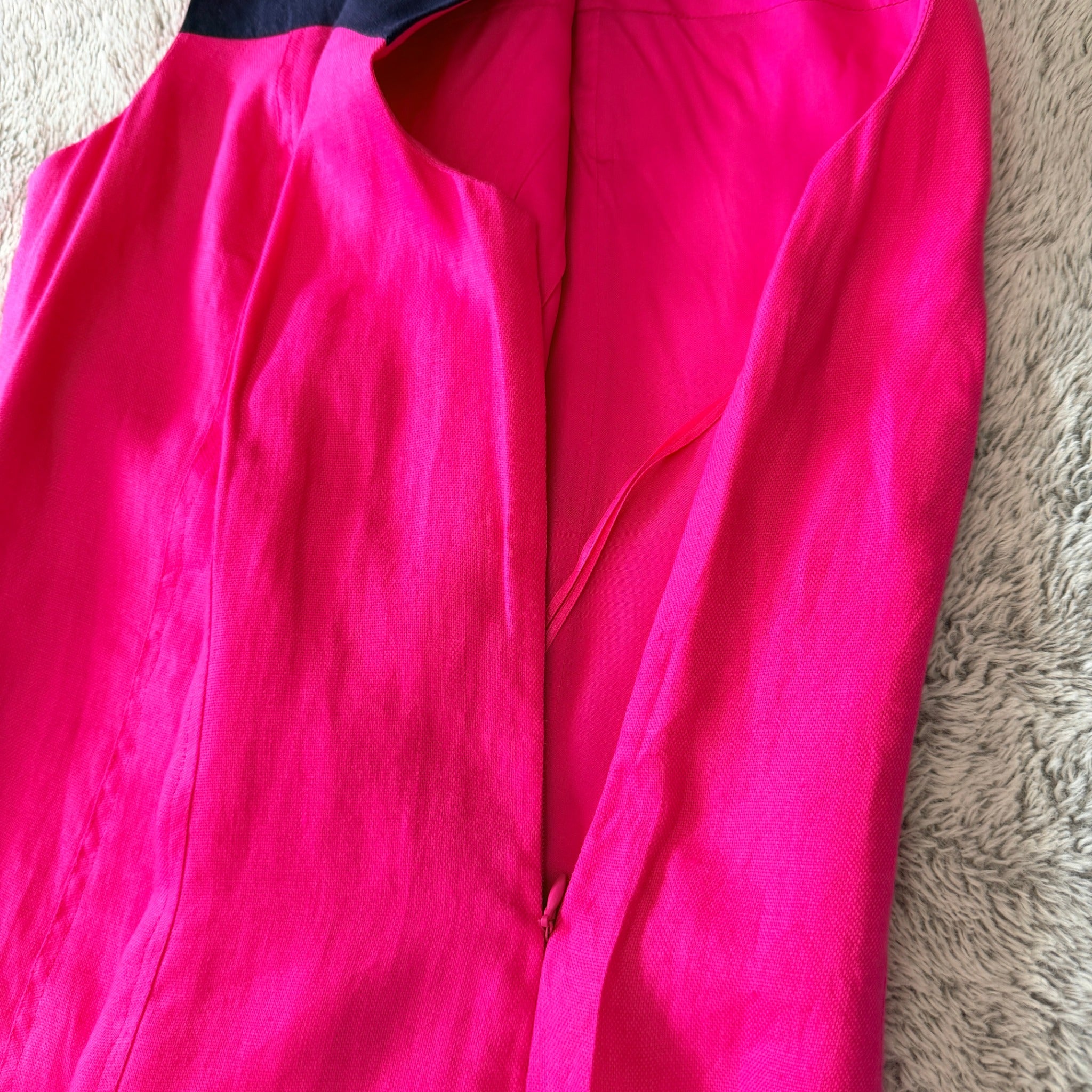 Lauren Ralph Lauren Colourblock Linen Dress Navy Pink Size 10 - Image 5