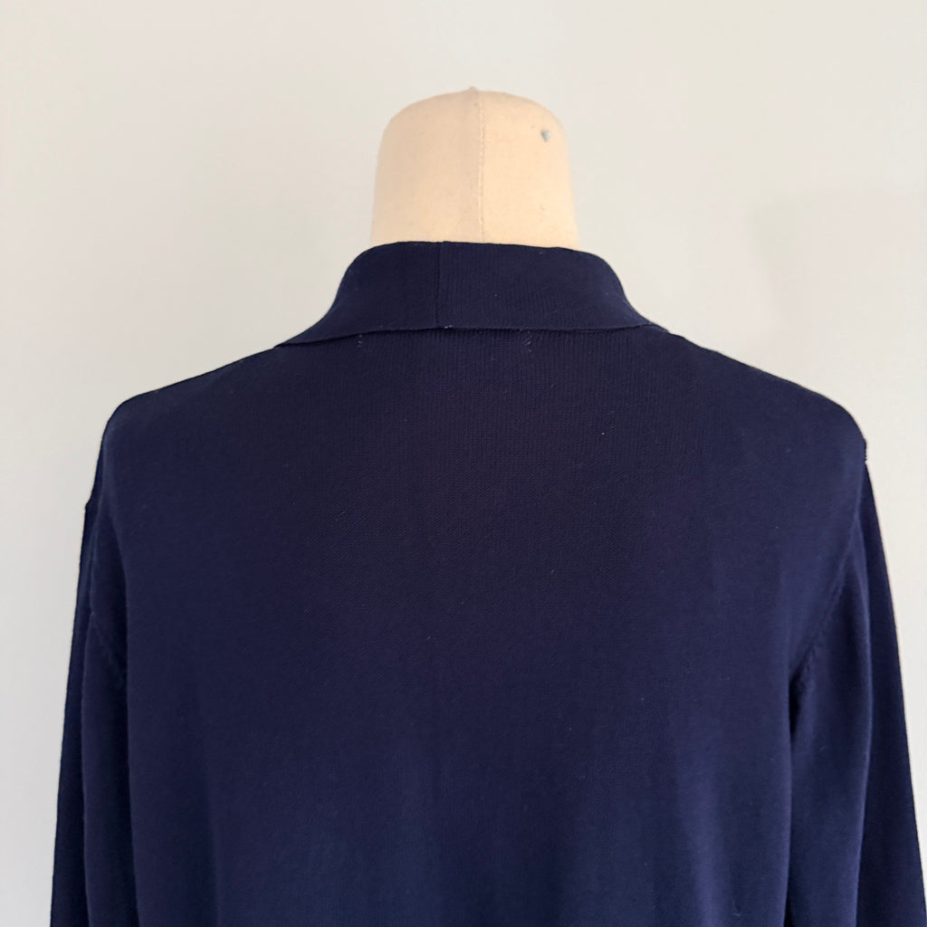 Liz Jordan Navy Viscose Nylon Knit Cardigan Size M Open Front Smart Casual - Image 4