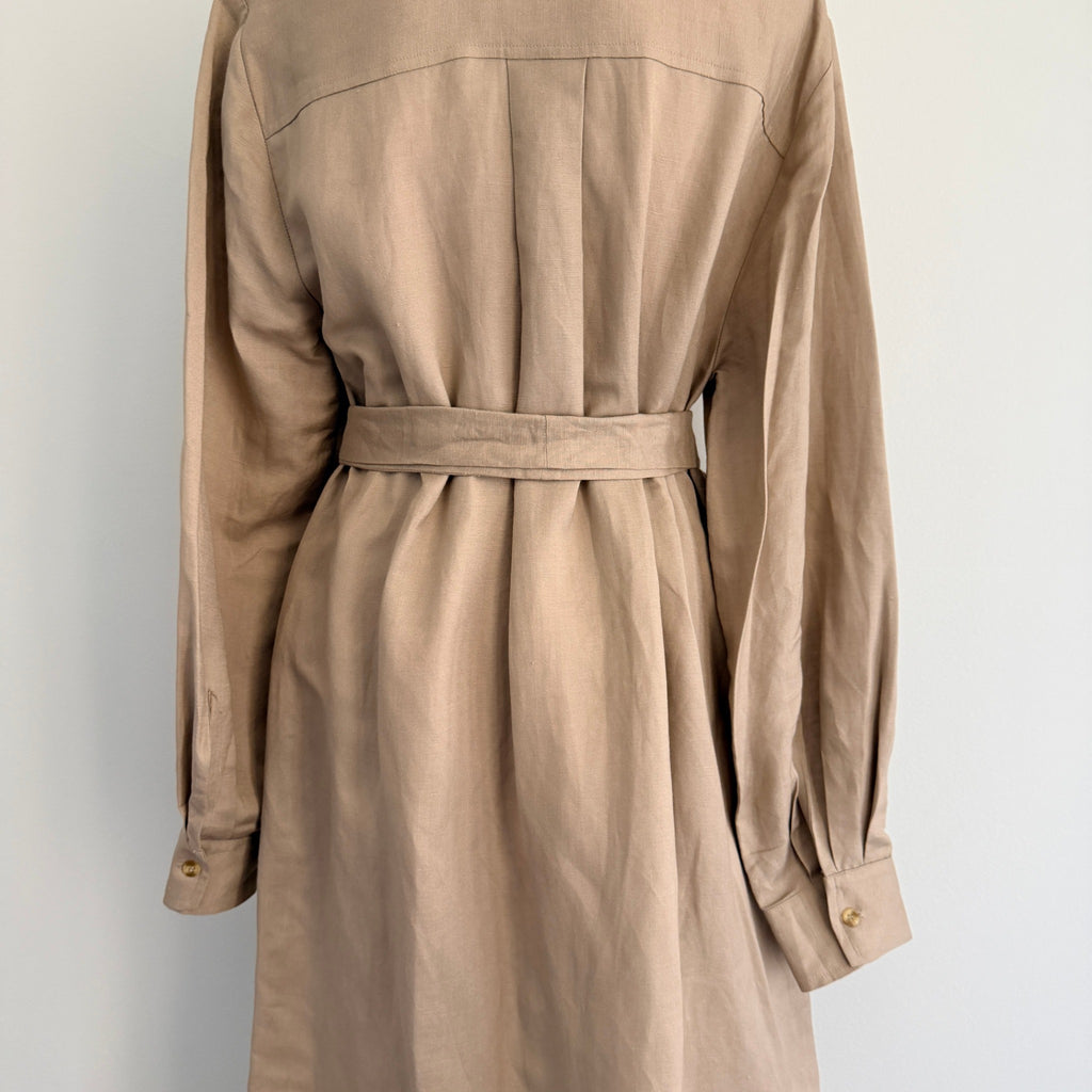 by WILLA Tan Long Sleeve Shirt Dress Belted Midi Size 8 Workwear BNWT - Image 9