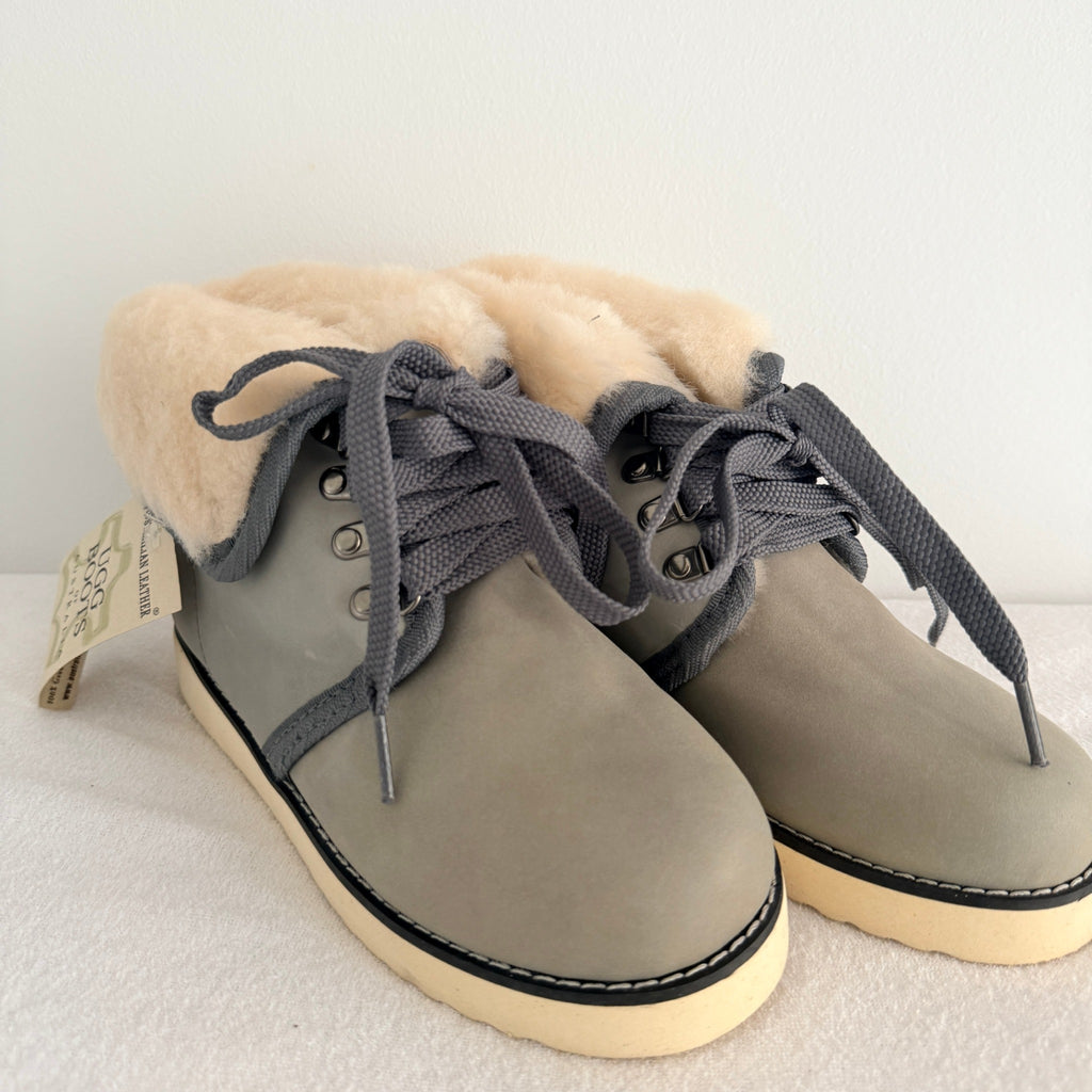 UGG Boots of Australia Lace-Up Ankle Boots - Genuine Sheepskin Shearling Lined Grey - Image 14