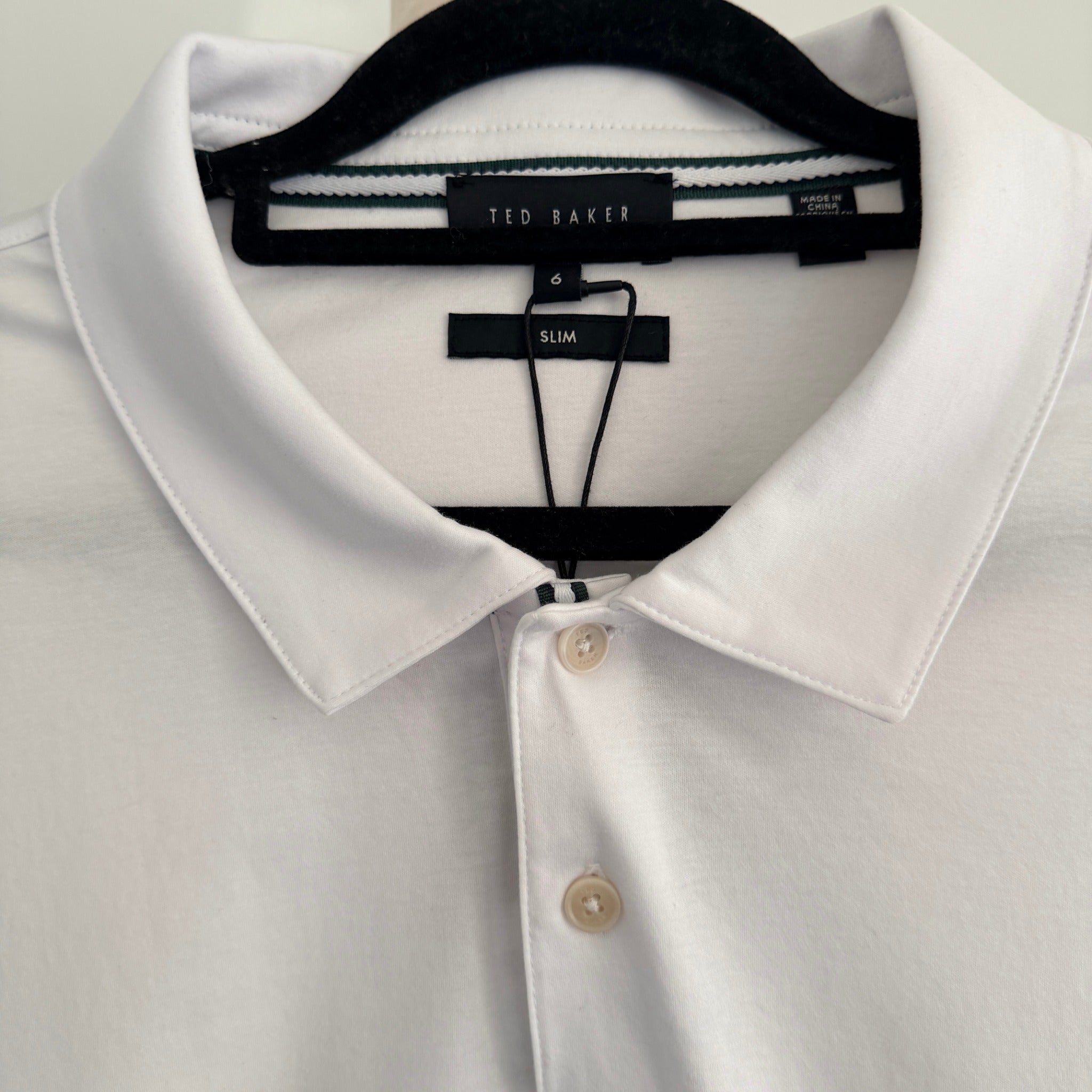 Ted Baker Zeiter Polo Shirt White Cotton Slim Fit Size 6 2XL Smart Casual BNWT - Image 3