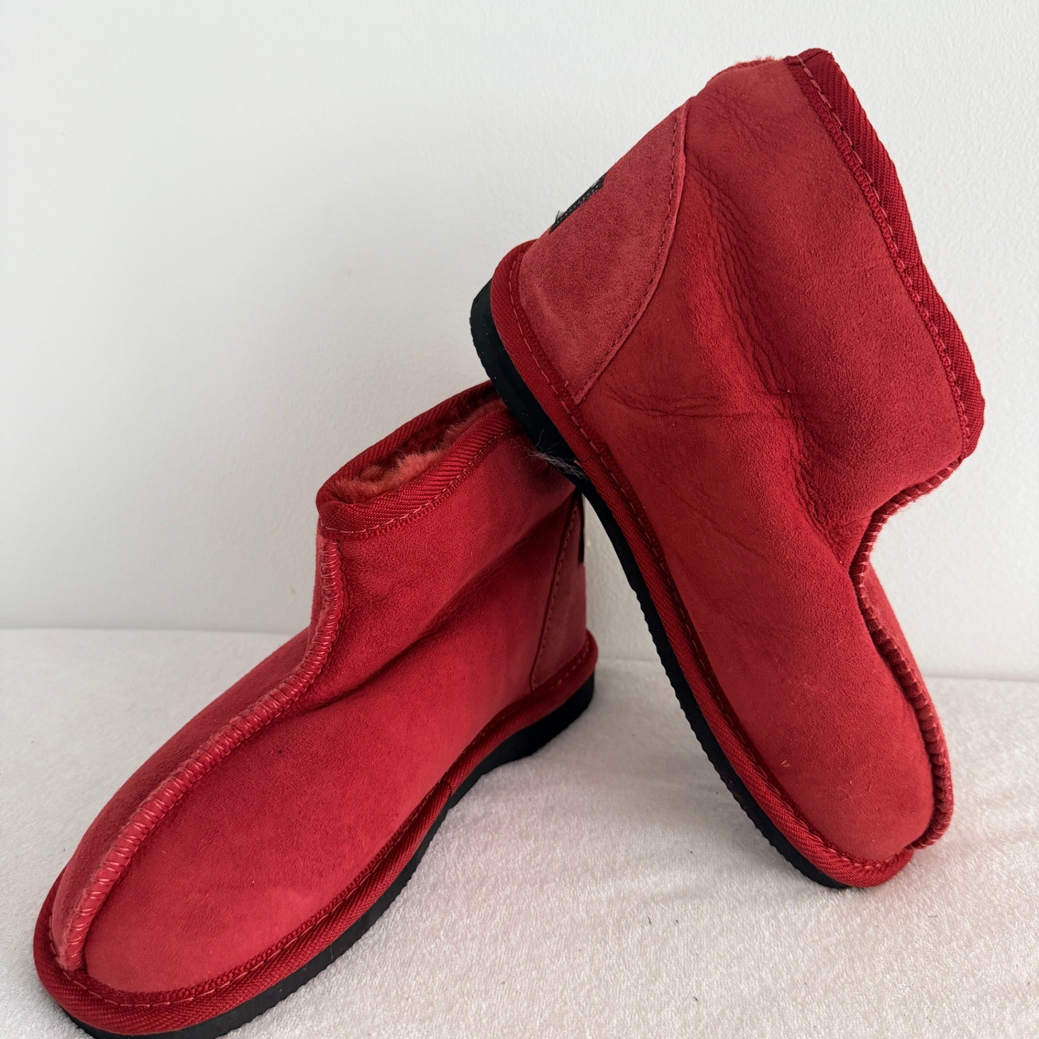 UGG Boots of Australia Mini Ankle Boots Rust Red Kids Girls W3 Sheepskin New - Image 10