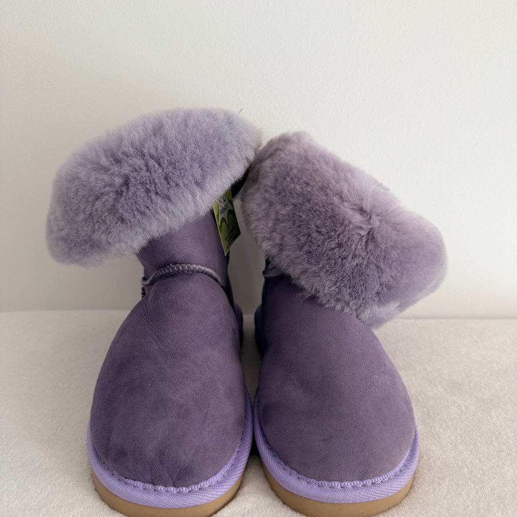 UGG Boots of Australia Sheepskin Button Boots - Vibrant Purple Suede Comfort Sz 4 - Image 3