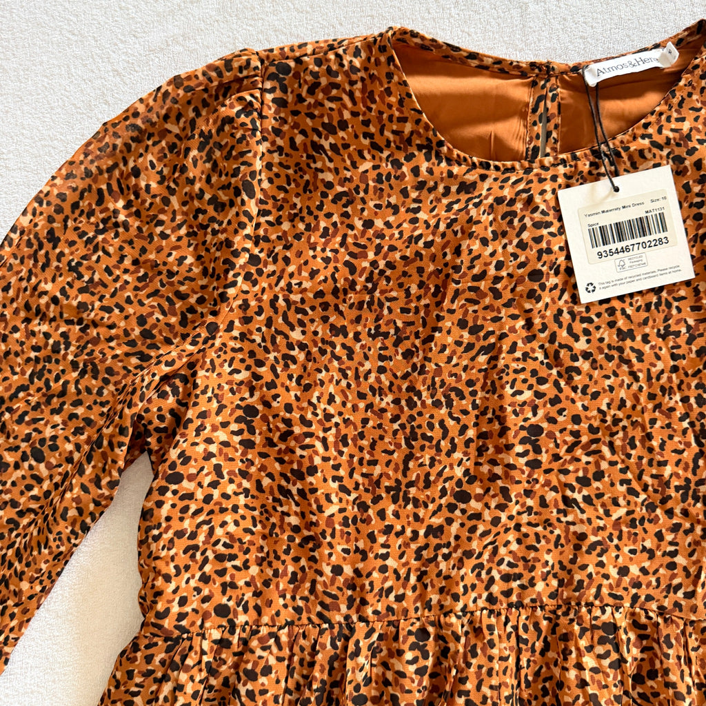 Atmos&Here Yasmin Spice Leopard Print Polyester Maternity Mini Dress Sz 10 BNWT - Image 6