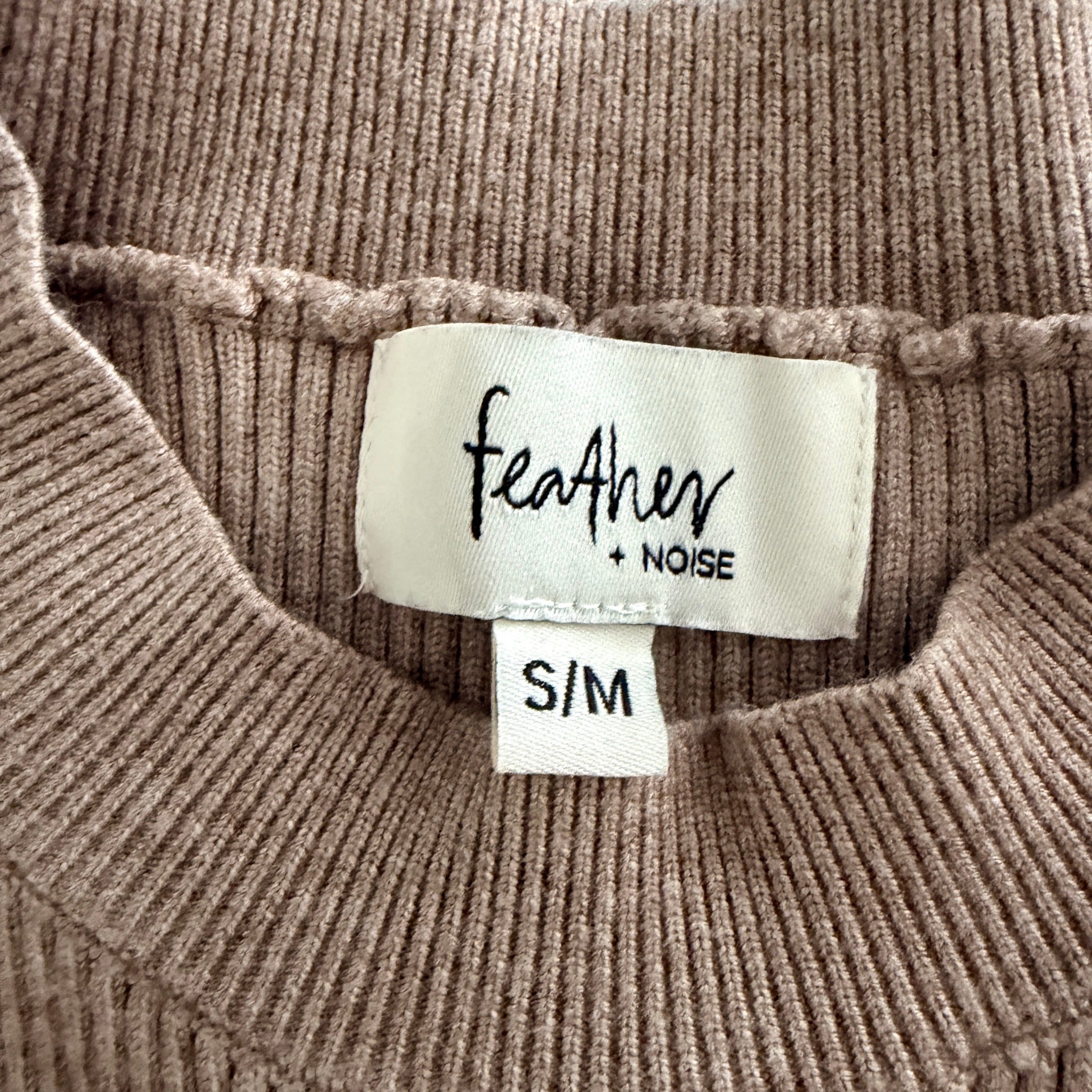 Feather + Noise Beige Stripe Ribbed Knit Jumper Sweater S/M Viscose Casual - Image 6