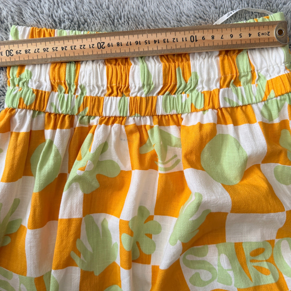 Sabo Orange And White Checkered Leaf Print Maxi Skirt - Image 18