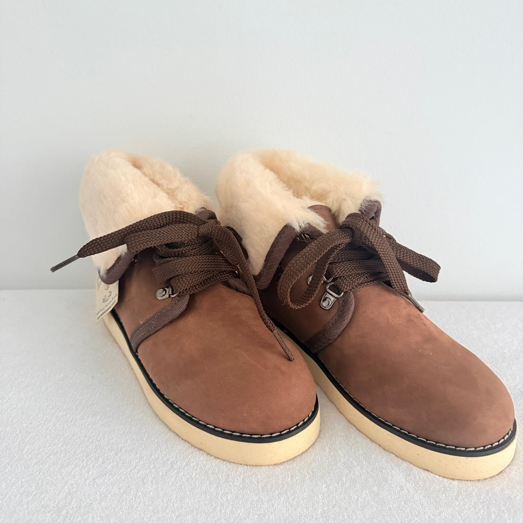 Ugg Boots Of Australia Lace-Up Boots Genuine Sheepskin Lined Brown Suede Sz 5 - Image 17