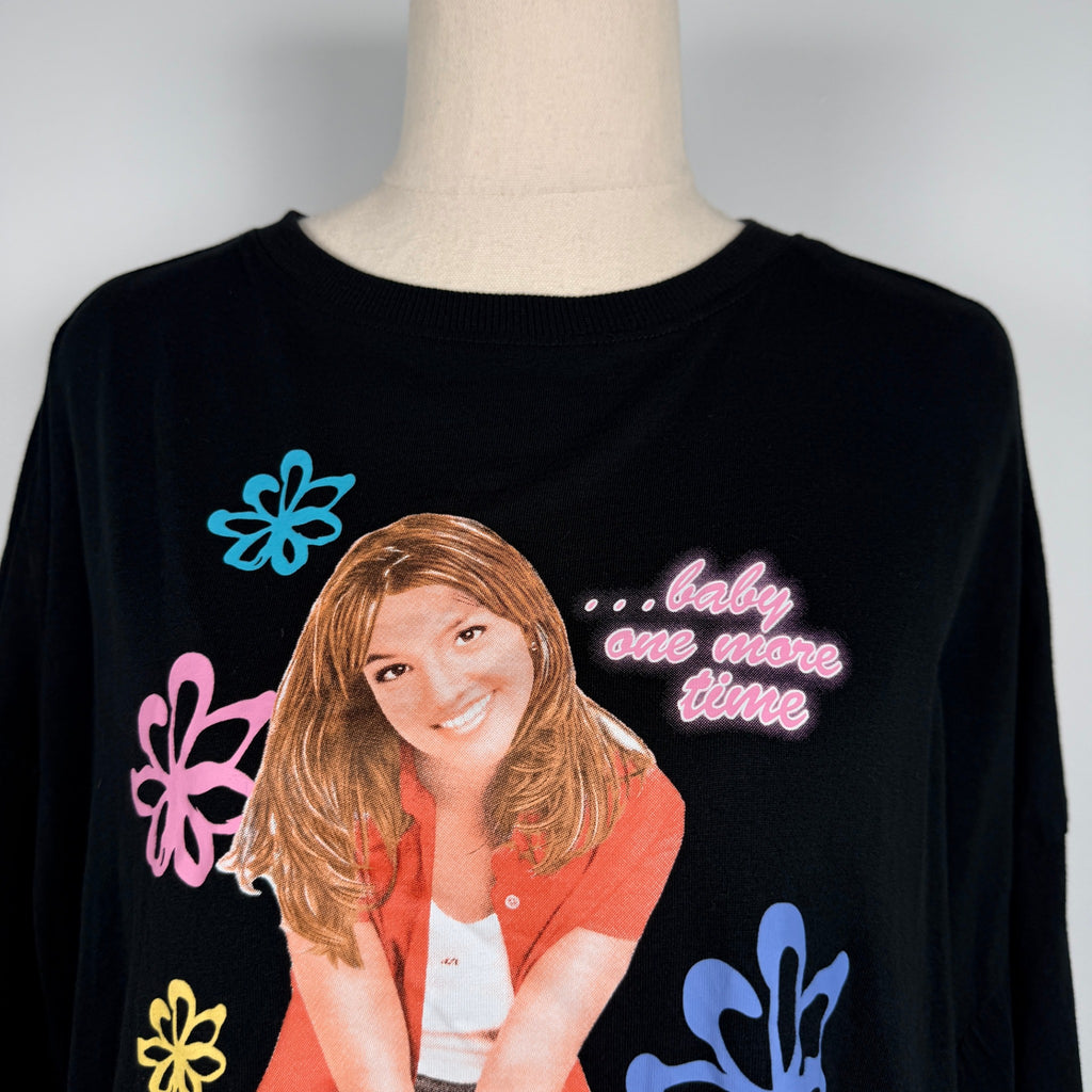Britney Spears Black Cotton Long Sleeve Crop Top Size 12 Graphic Tour Tee Casual - Image 3