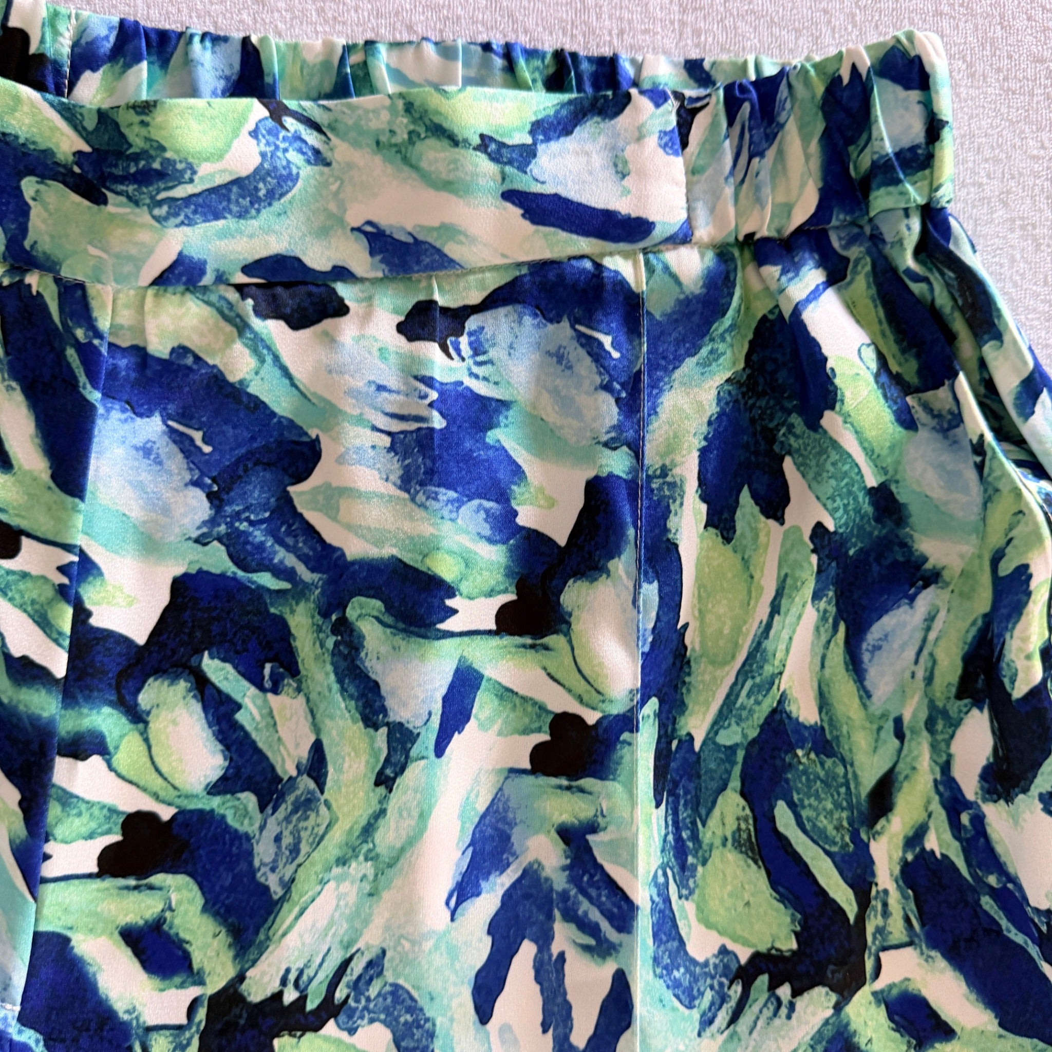 Basque Sz 14 Blue Green Abstract Print Recycled Wide Leg Pants Resort - Image 7