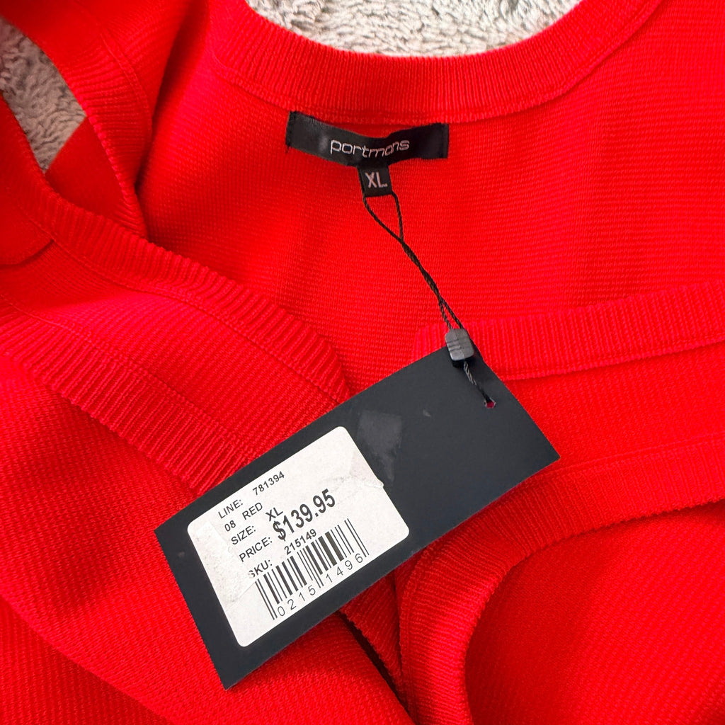 Red Knit Sleeveless Dress Textured Pleated Skirt Size XL NWT Casual - Image 5