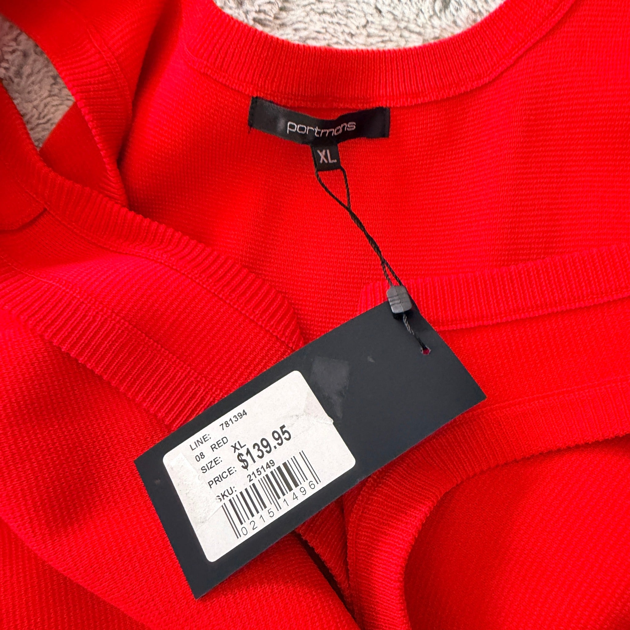 Red Knit Sleeveless Dress Textured Pleated Skirt Size XL NWT Casual - Image 5