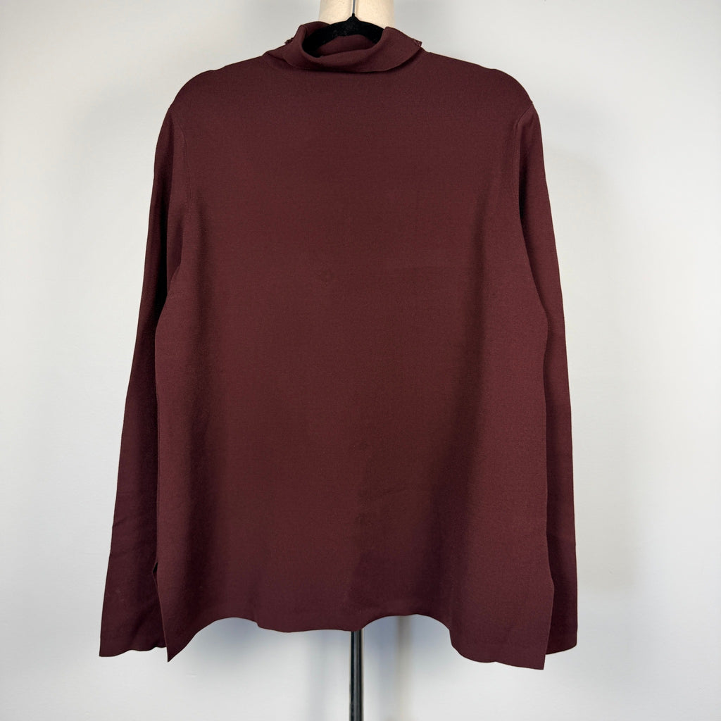 Scanlan Theodore Burgundy Longline Turleneck Knit Top Size m Funnel Neck - Image 1