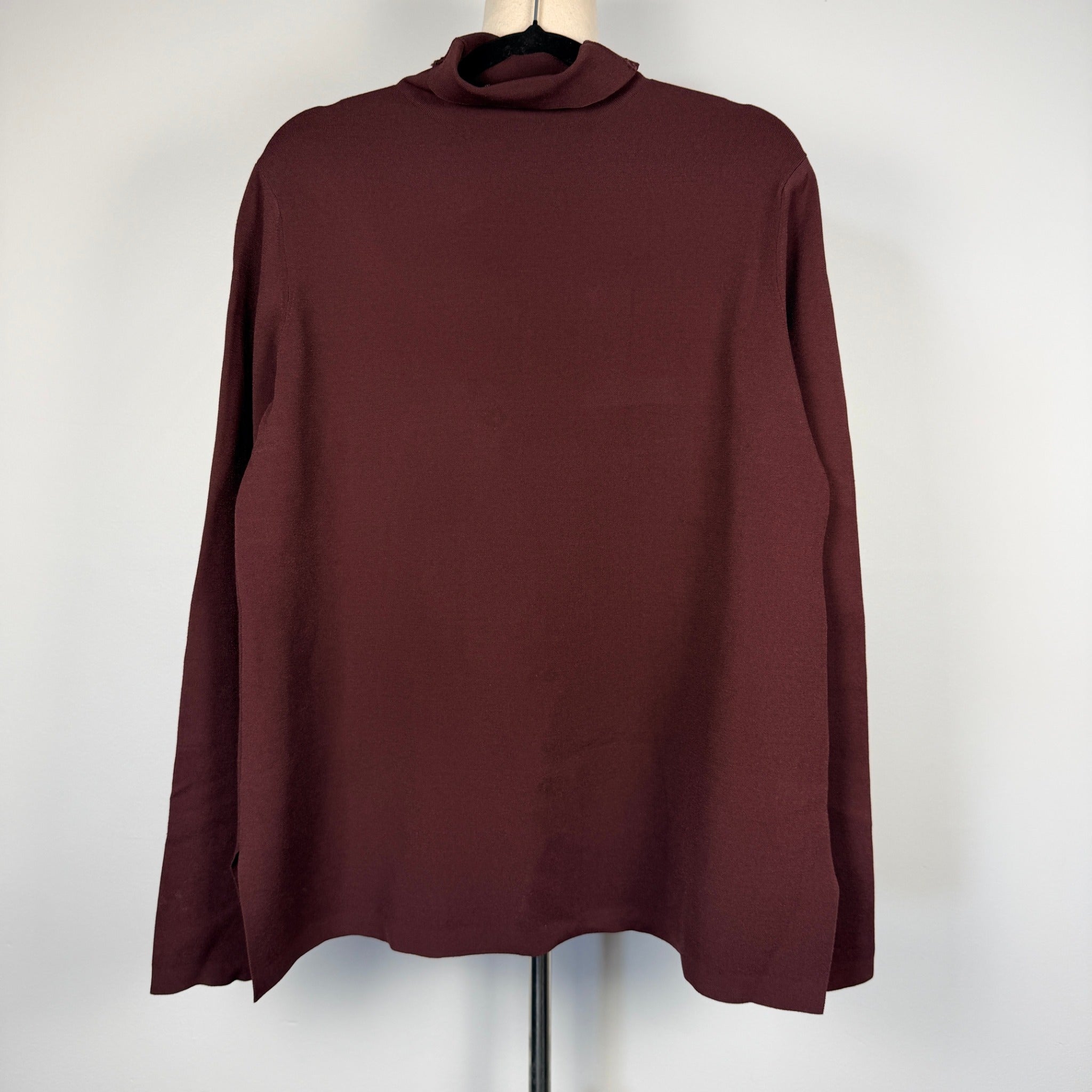 Scanlan Theodore Burgundy Longline Turleneck Knit Top Size m Funnel Neck - Image 1