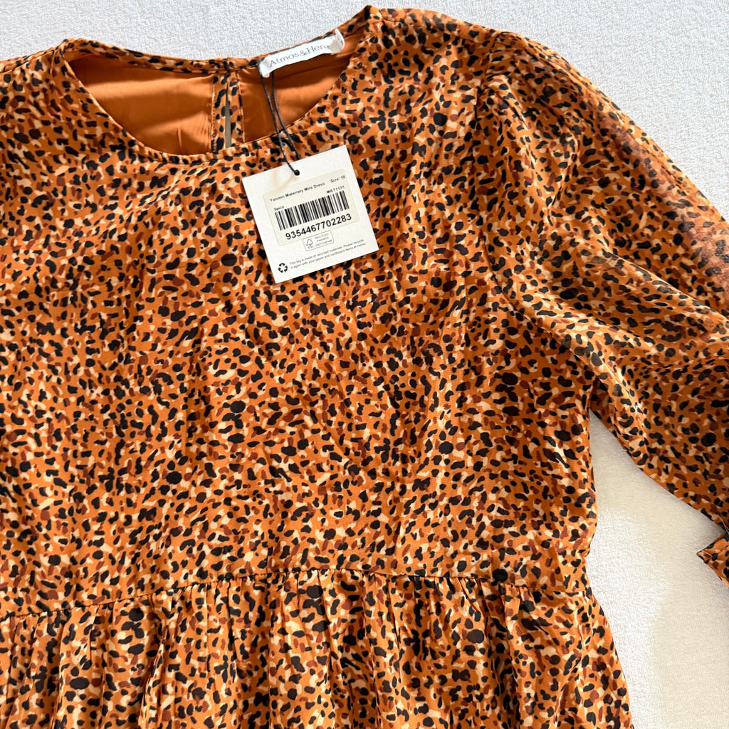 Atmos&Here Yasmin Spice Leopard Print Polyester Maternity Mini Dress Sz 10 BNWT - Image 9