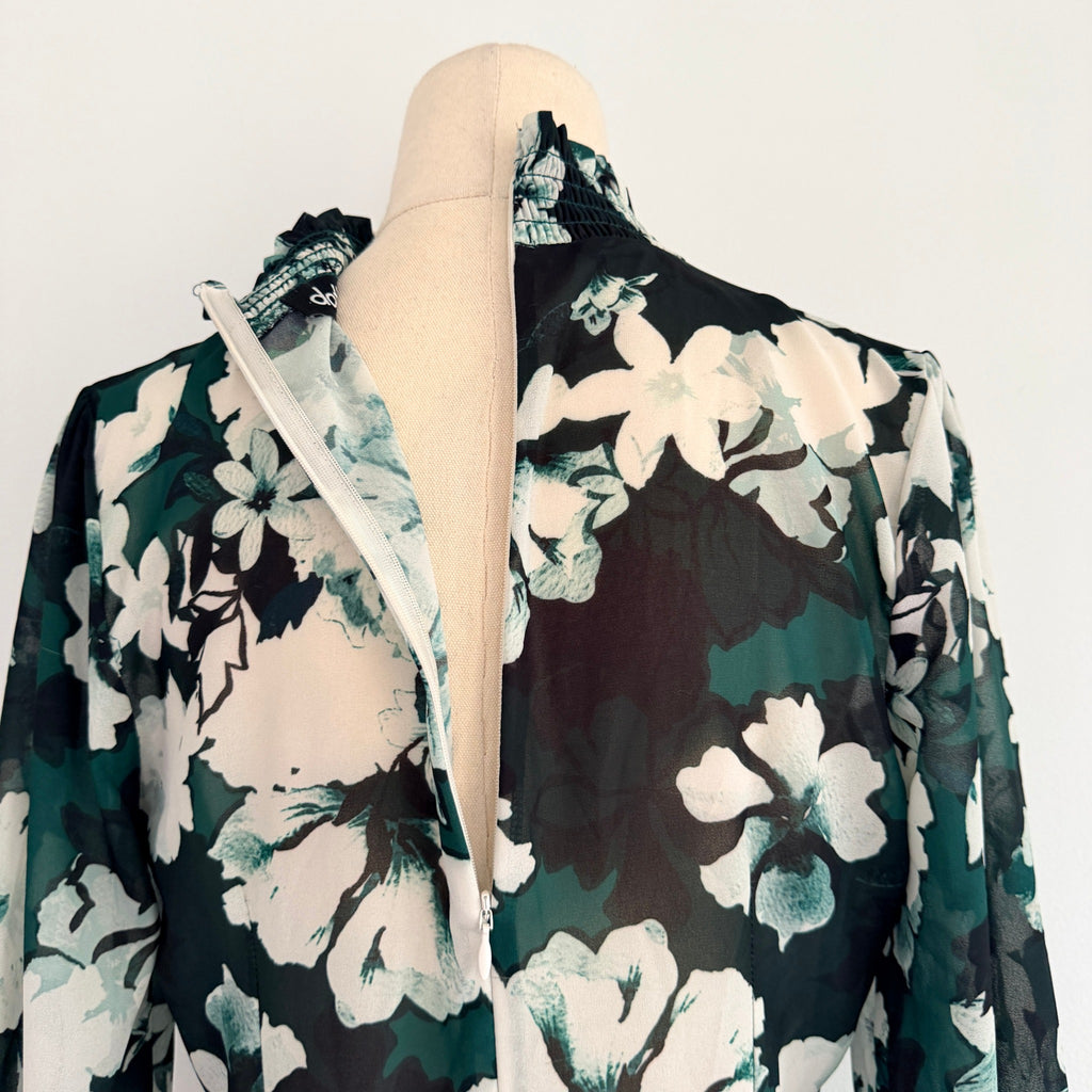 Dotti Floral Tiered Mini Dress - Green & White Size 10 - Image 5