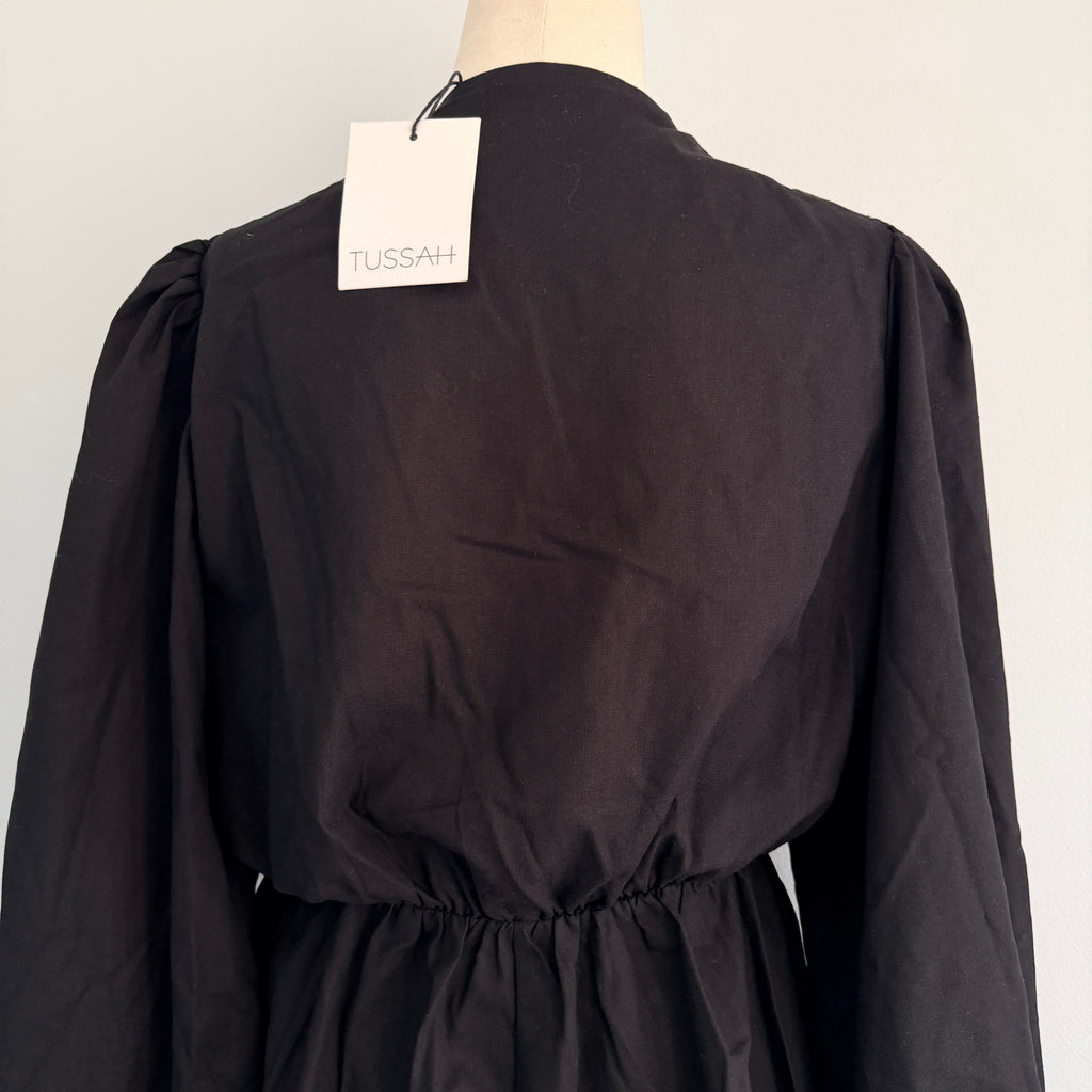 Tussah Katana Playsuit Black Linen Blend Tie Front Size 8 BNWT Party - Image 4
