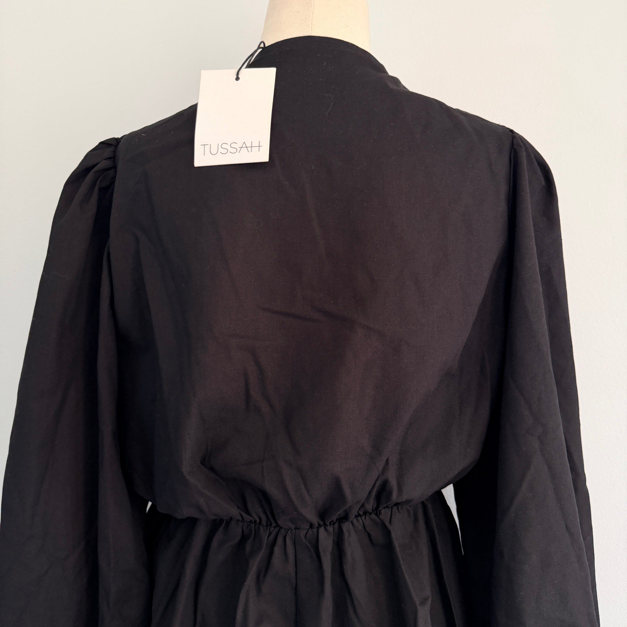 Tussah Katana Playsuit Black Linen Blend Tie Front Size 8 BNWT Party - Image 4